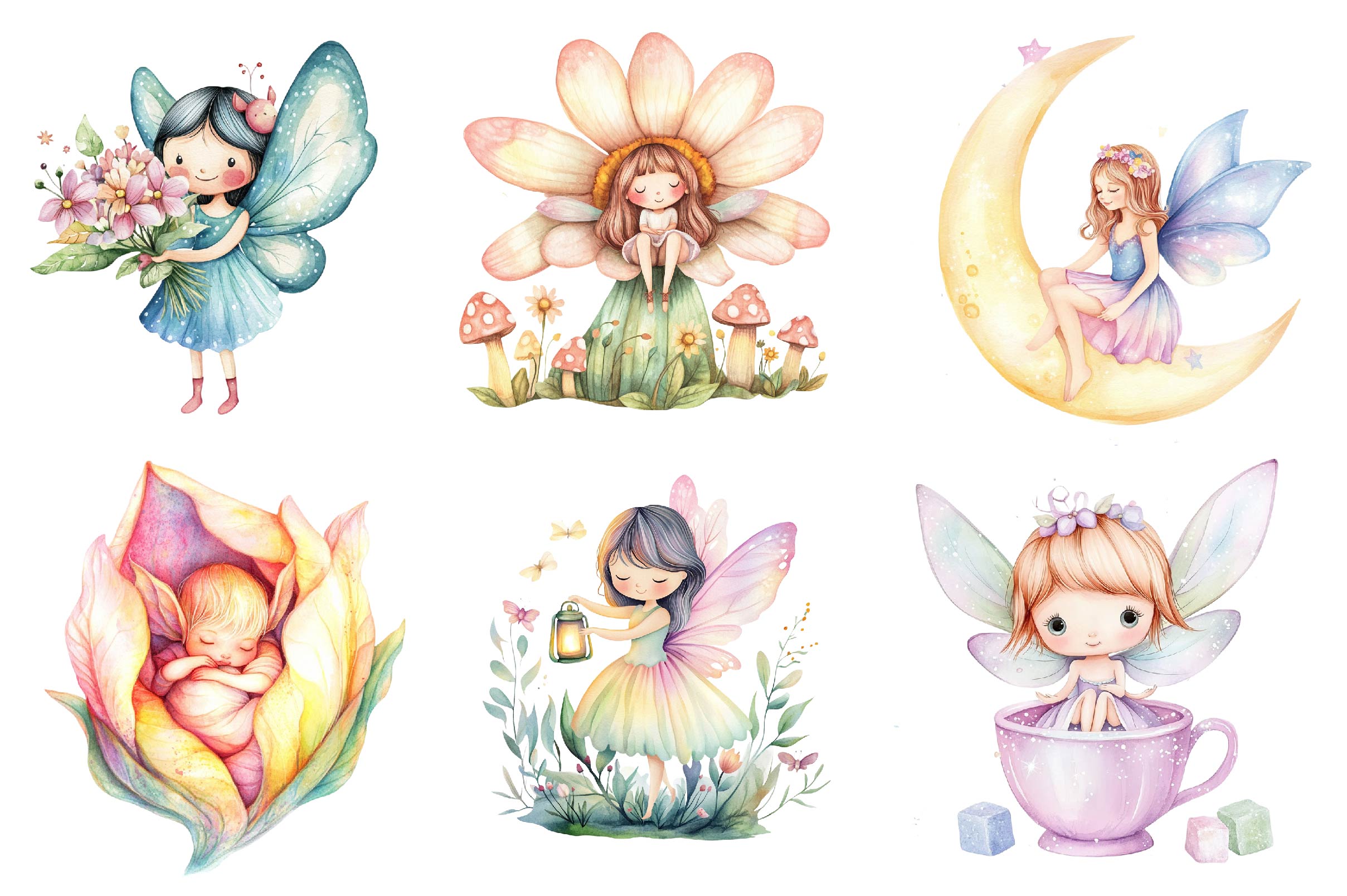Magical Pastel Fairy Clipart Bundle