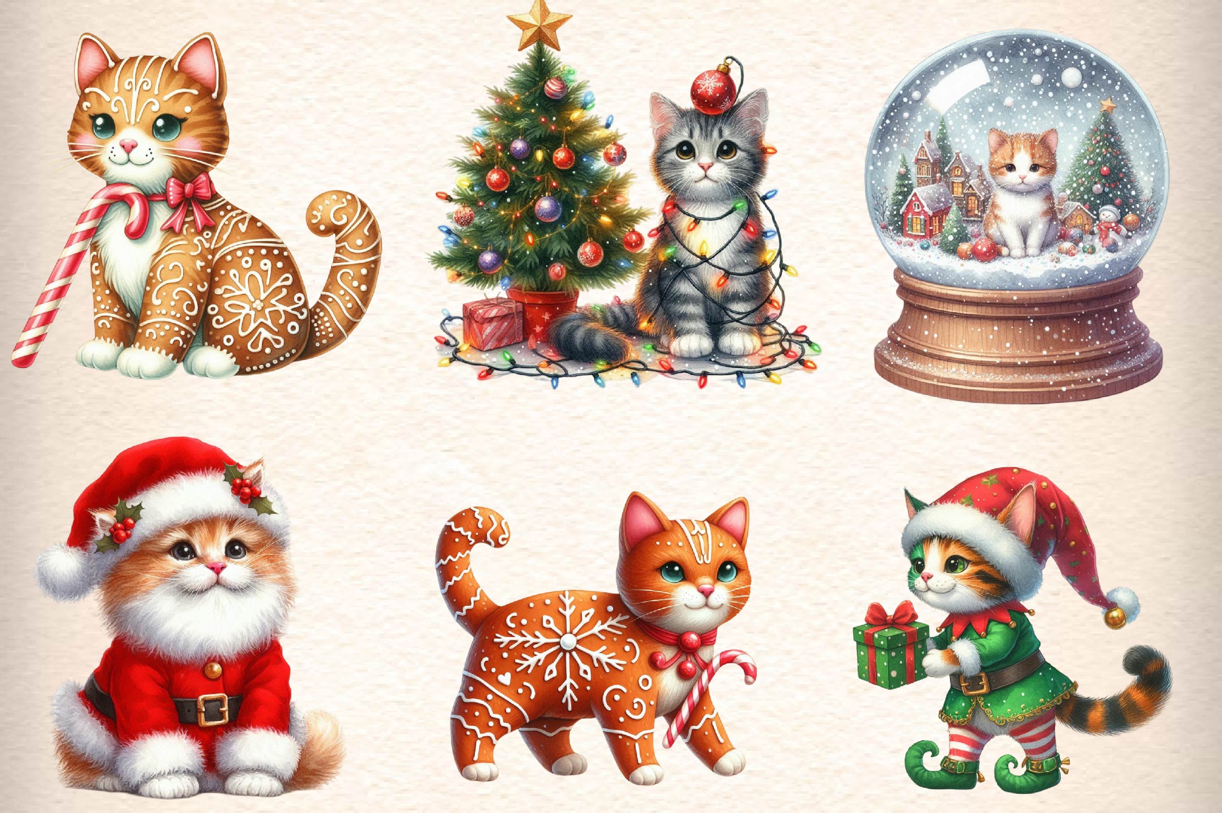 Christmas Cat Clipart Bundle 1
