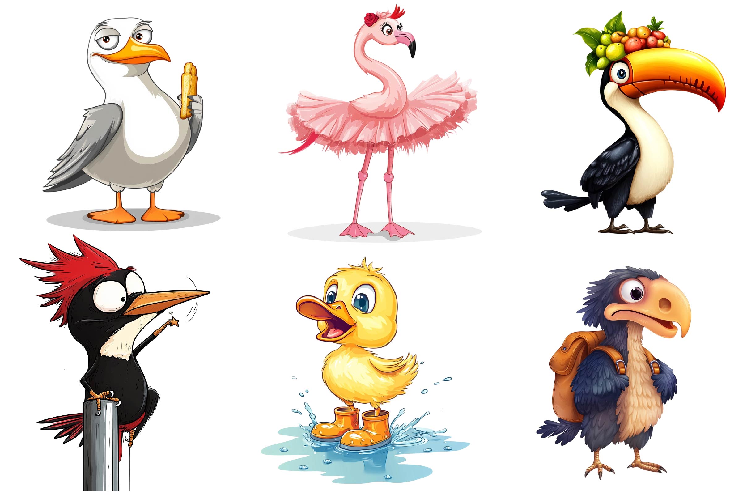 Quirky Funny Bird Clipart Bundle 2