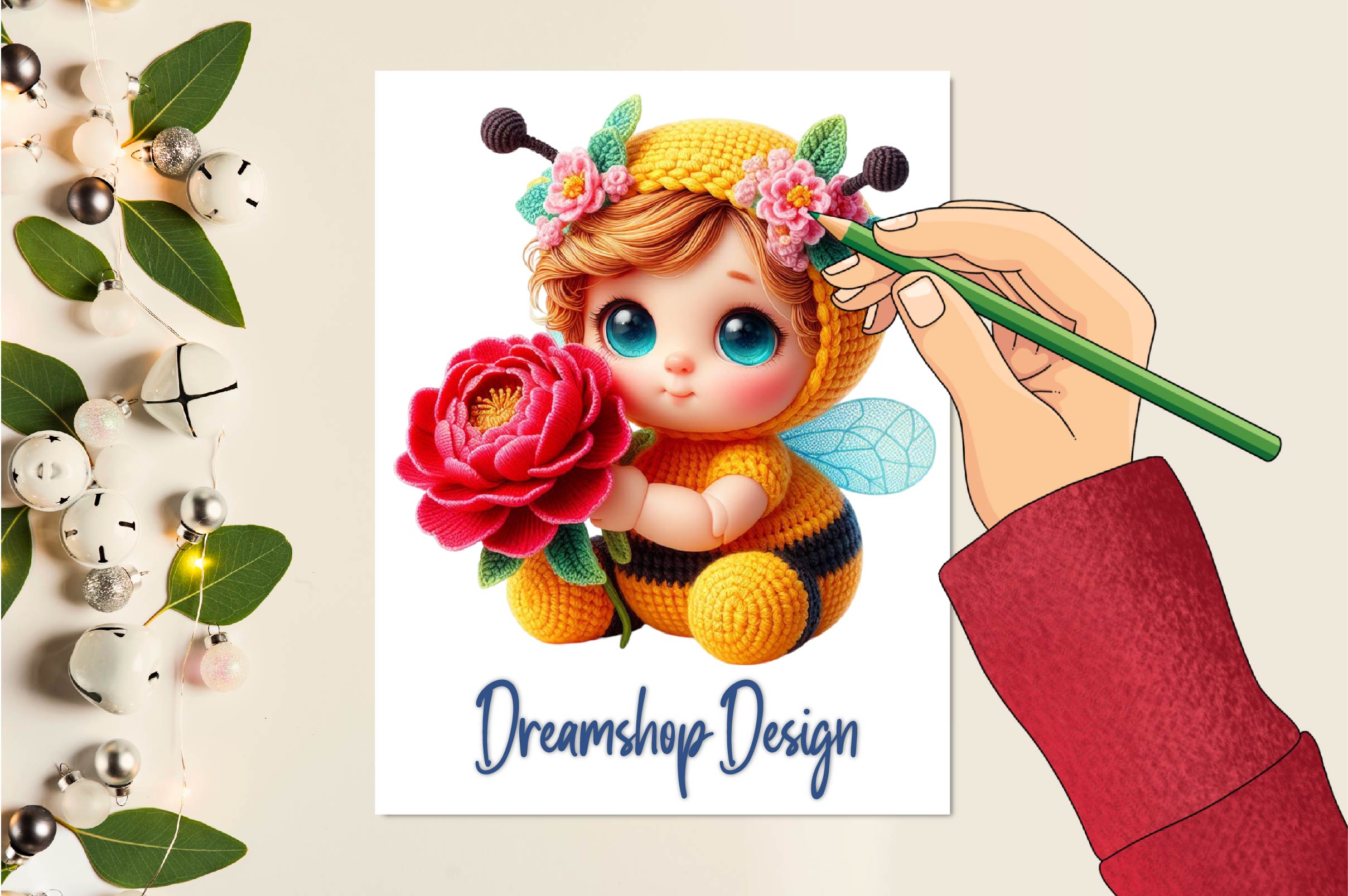 Crochet Cute Bee Clipart Bundle