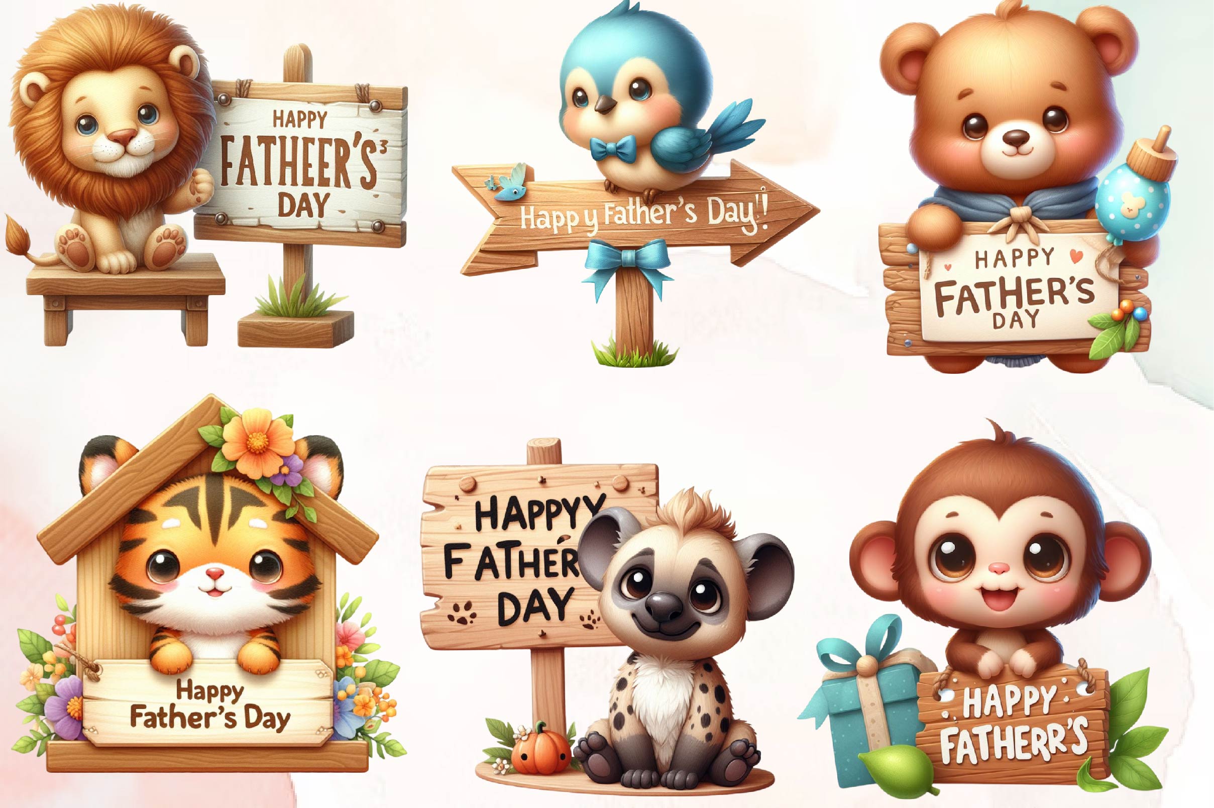 Father's Day Cute Animals Clipart Bundle