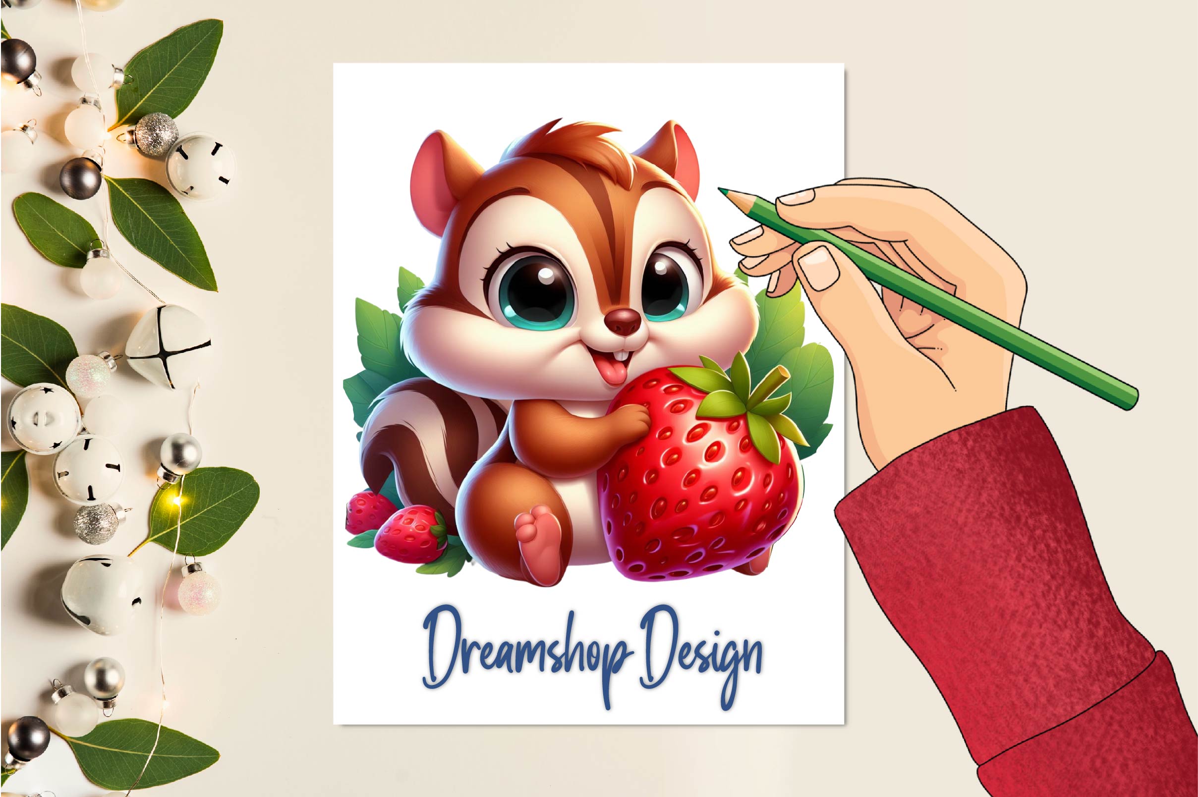 Chipmunk Strawberry Clipart Bundle