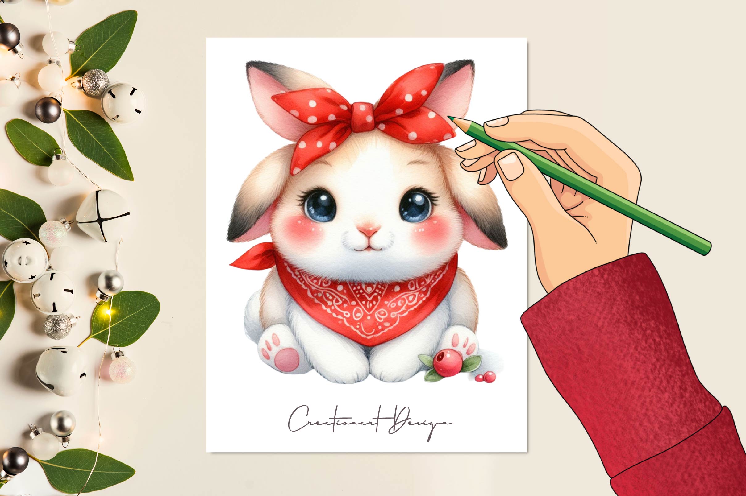 Cute Cats Red Bandana Clipart Bundle