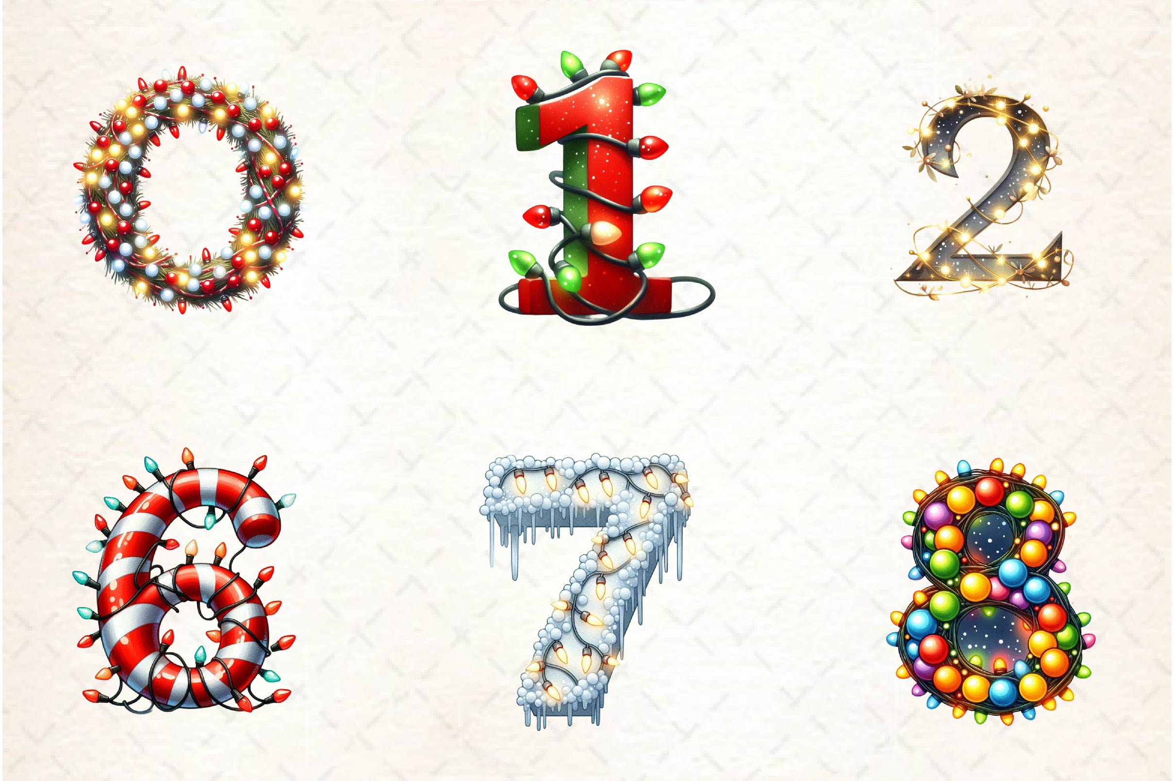 Christmas Lights Applique Alphabet Clipart Bundle