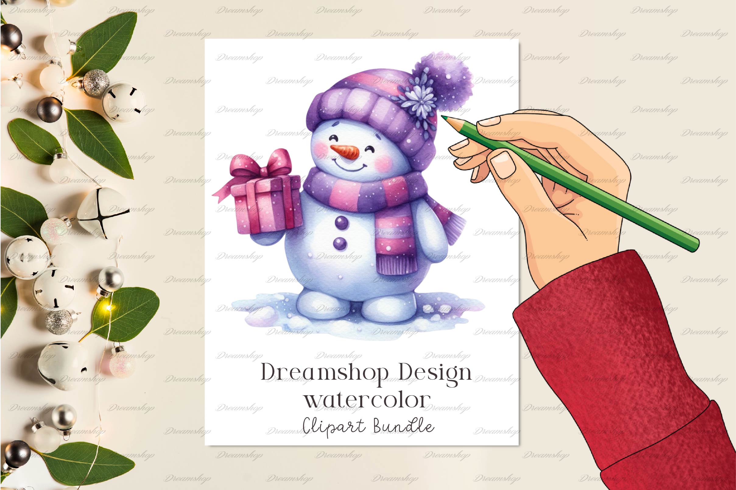 Christmas Cute Snowman Clipart Bundle 1
