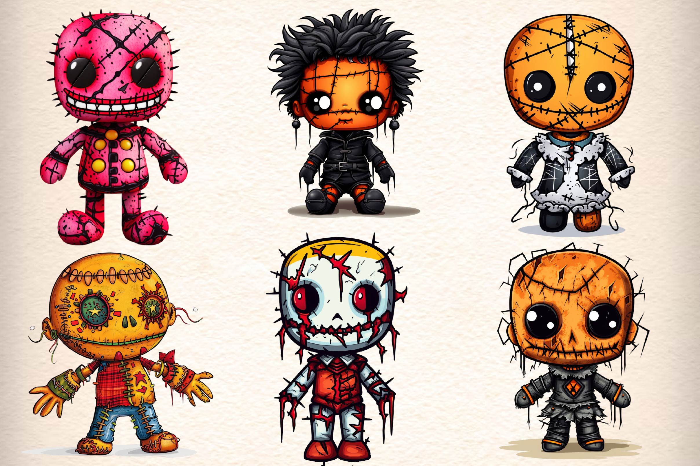 Halloween Gothic Voodoo Doll Clipart Bundle 2