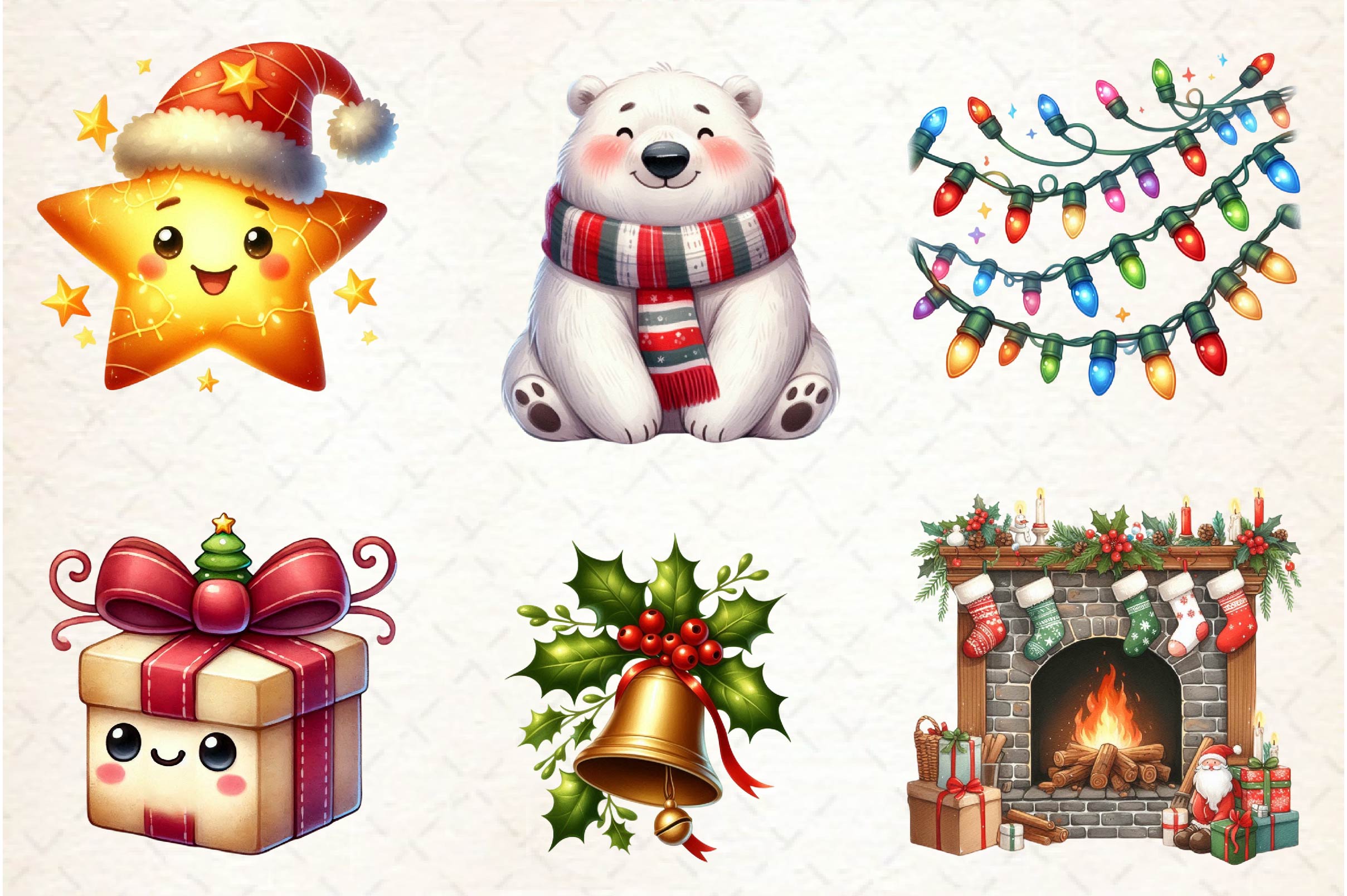 Hand Drawn Cartoon Christmas Clipart Bundle