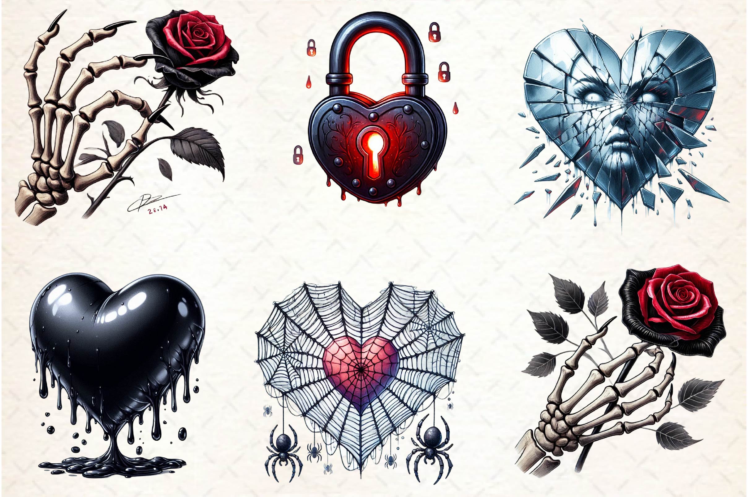 Creepy Valentines Clipart Bundle