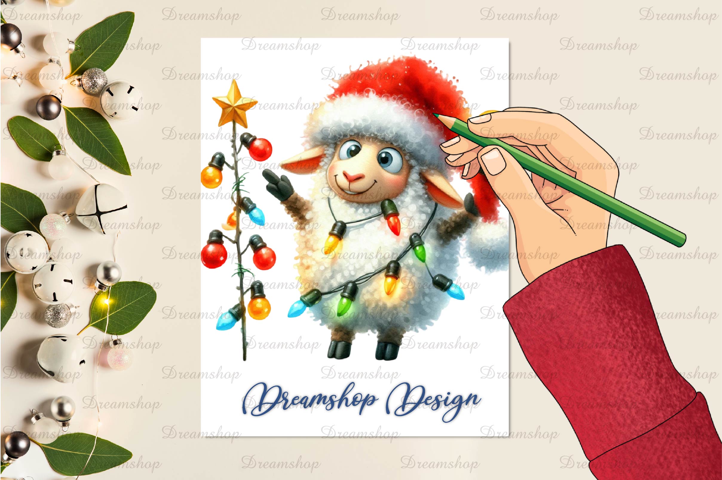 Christmas Funny Sheep Clipart Bundle