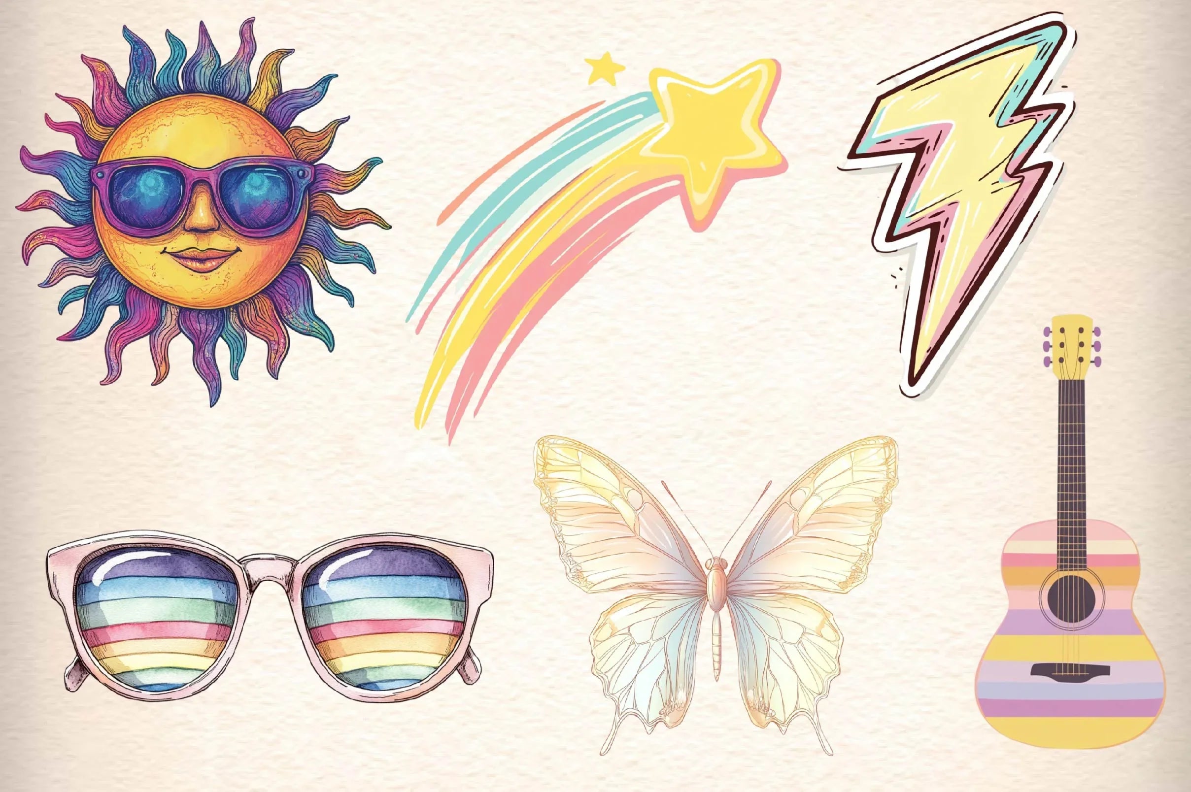 Retro Groovy Clipart Bundle - CraftNest - Digital Crafting and Art