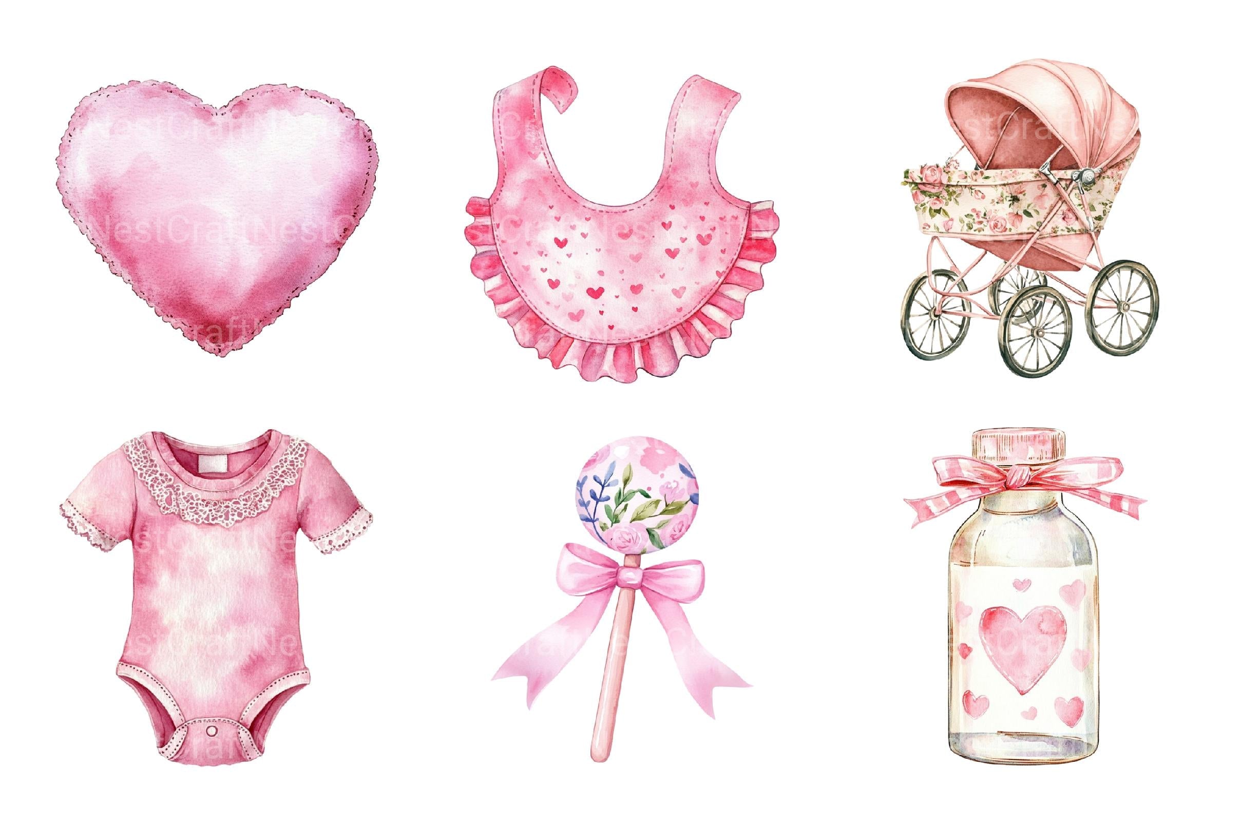 Pink Baby Girl Shower Clipart