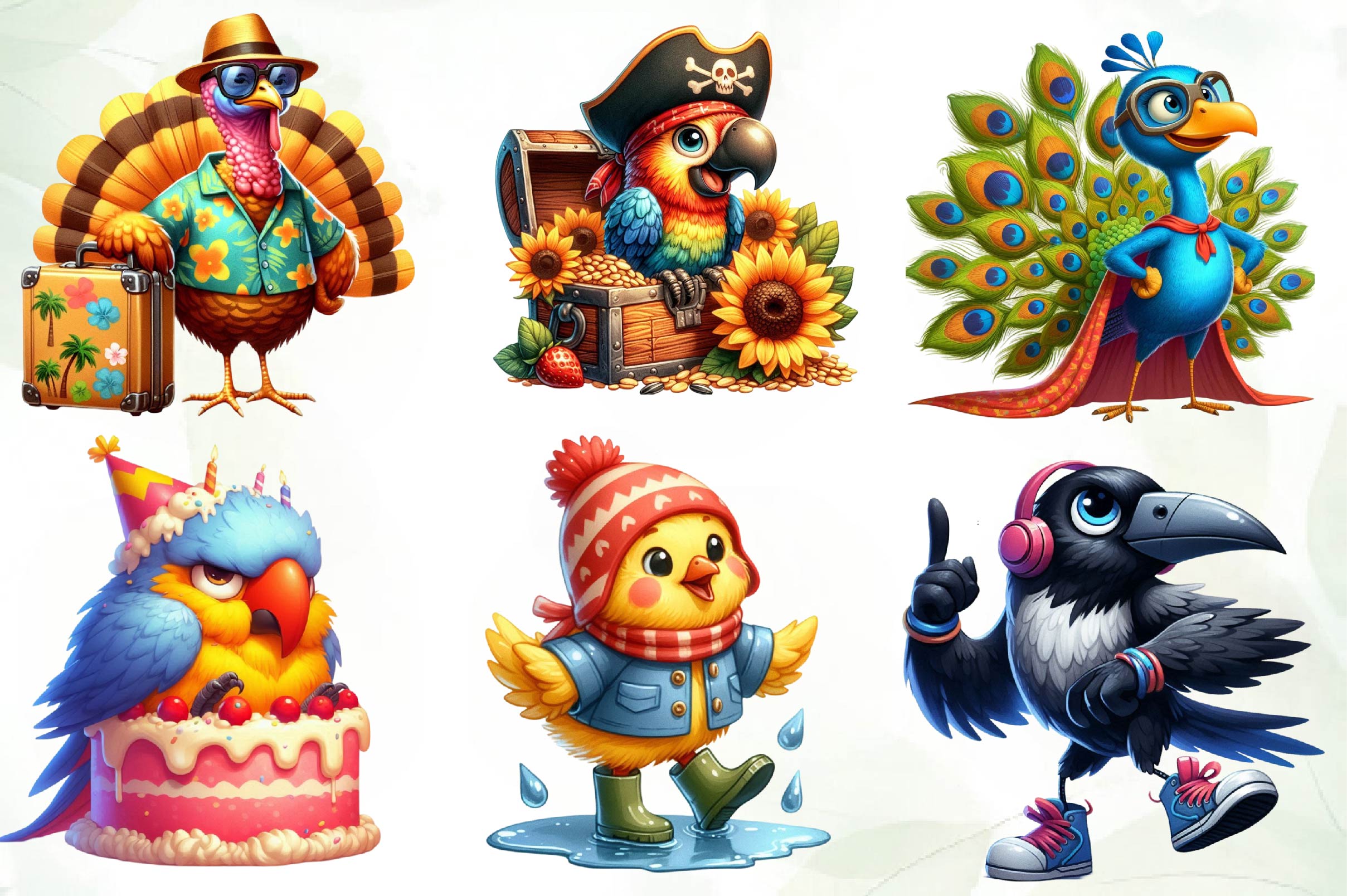 Quirky Funny Bird Clipart Bundle 1