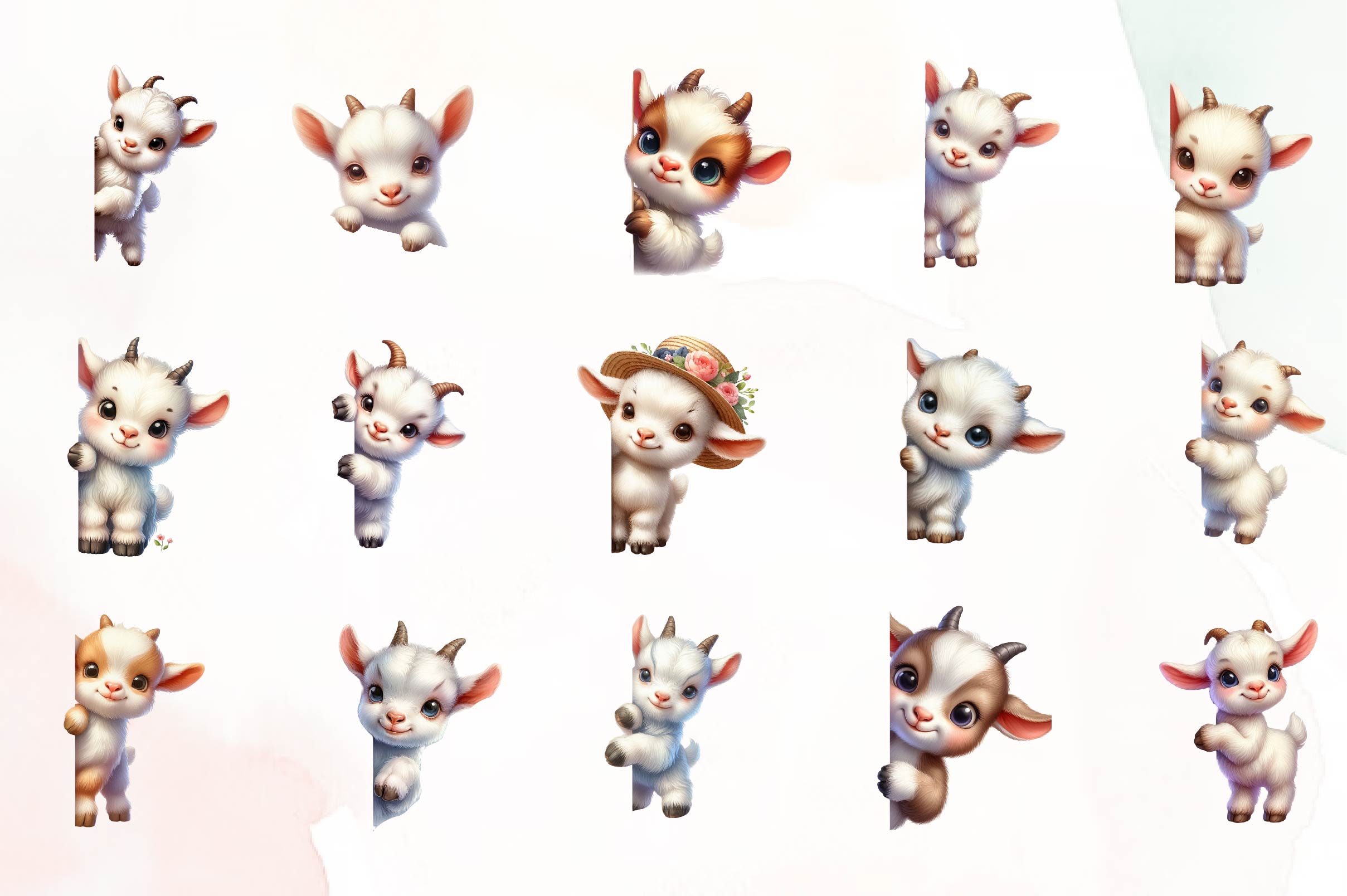 Goat Peeking Around Corner Clipart Bundle