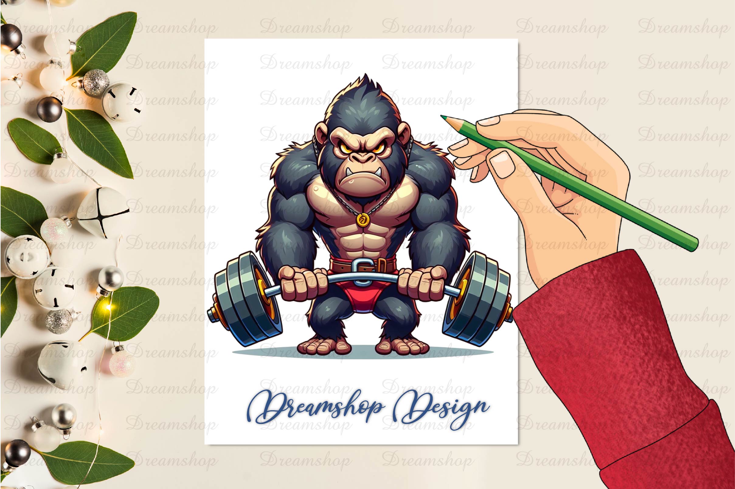 Heavy Weightlifting Gorilla Clipart Bundle