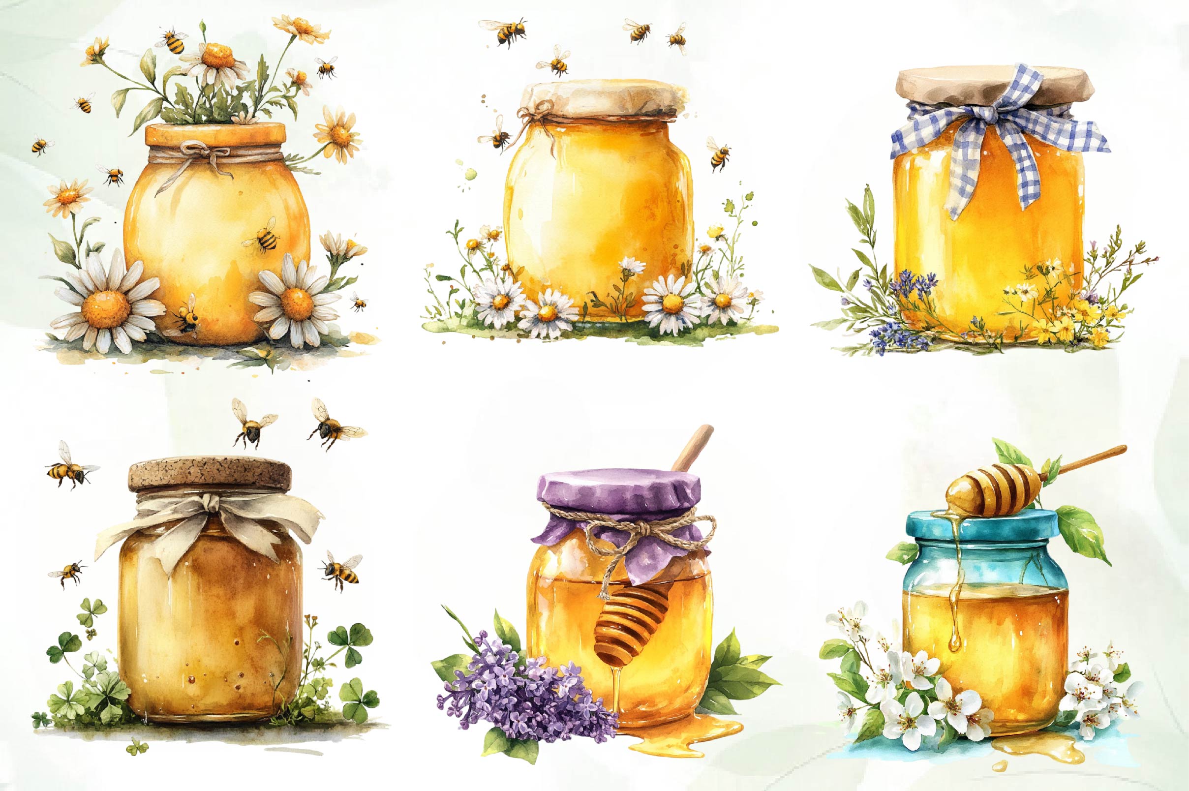 Spring Honey Jar Clipart Bundle