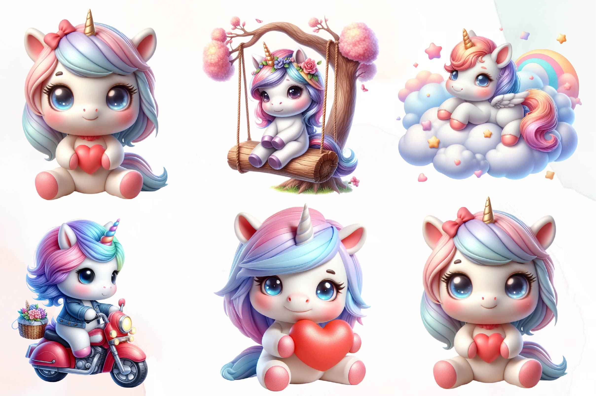 Cute Unicorn Clipart Bundle 2
