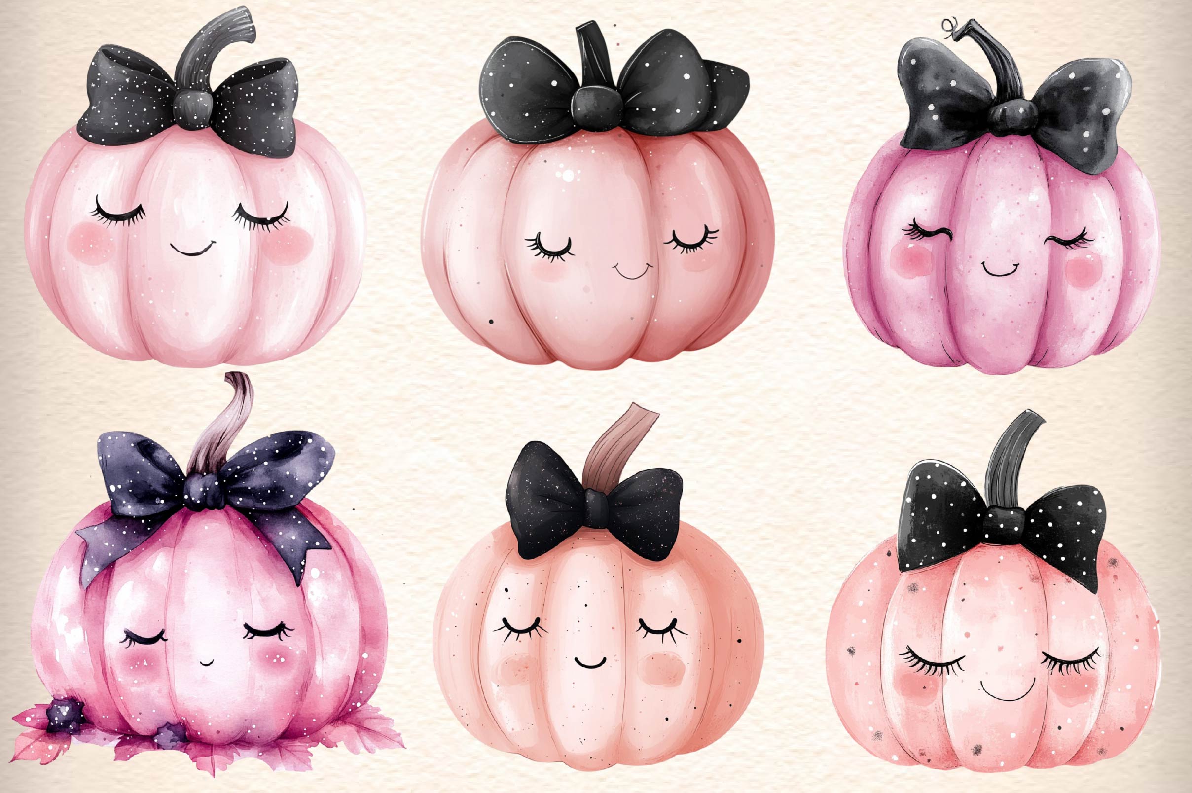 Pink Halloween Pumpkin Clipart Bundle 1