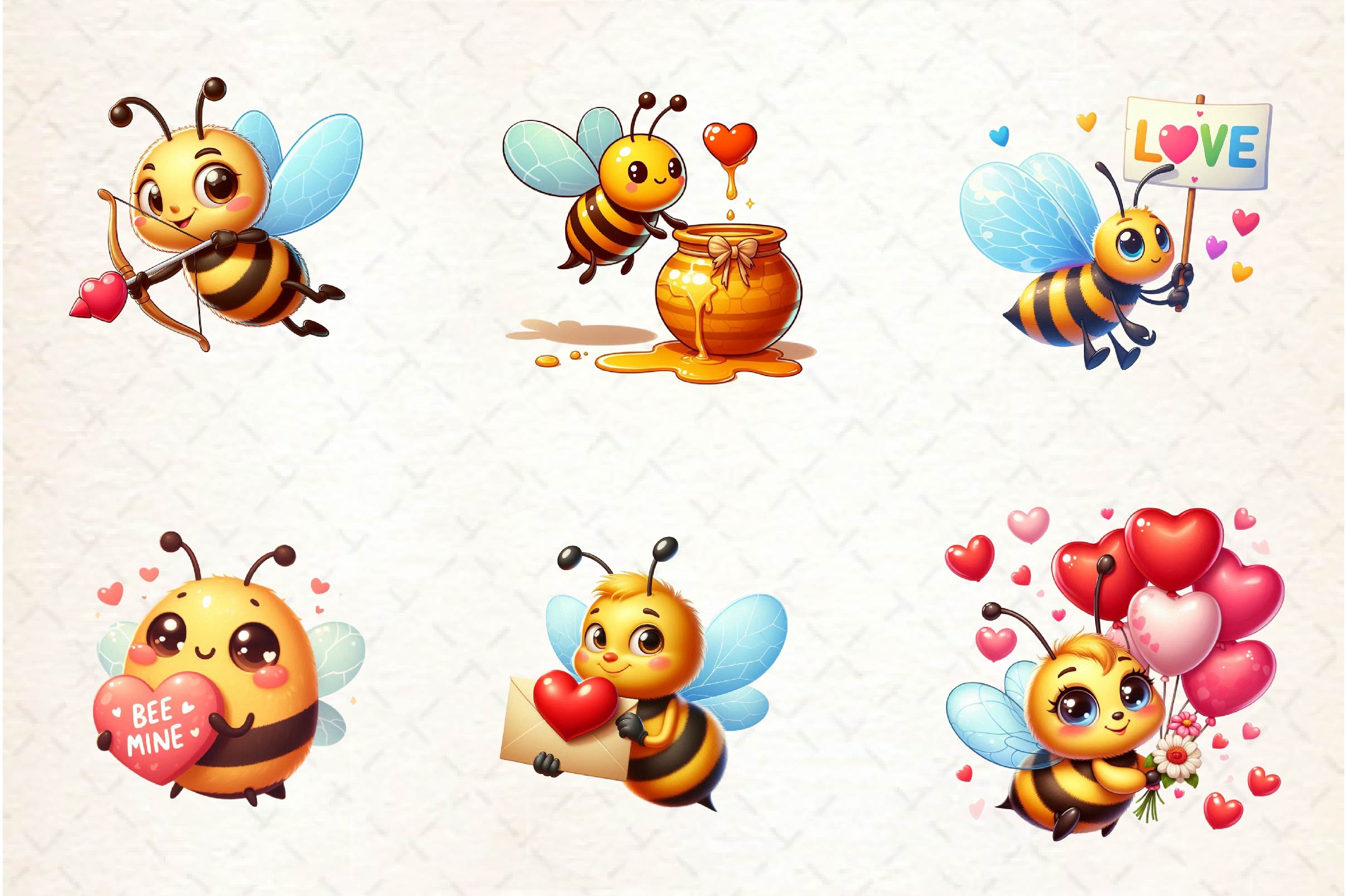 Bee Valentine's Day Clipart Bundle
