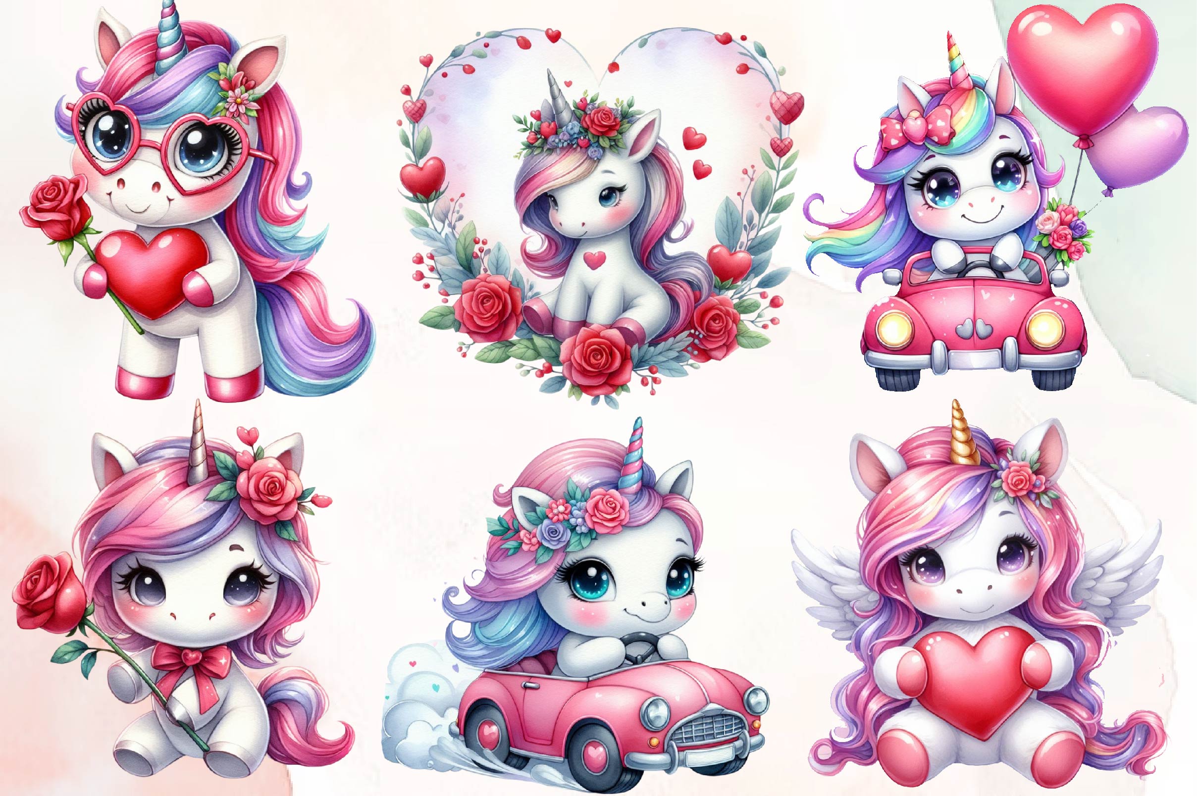 Cute Unicorn Clipart Bundle 3