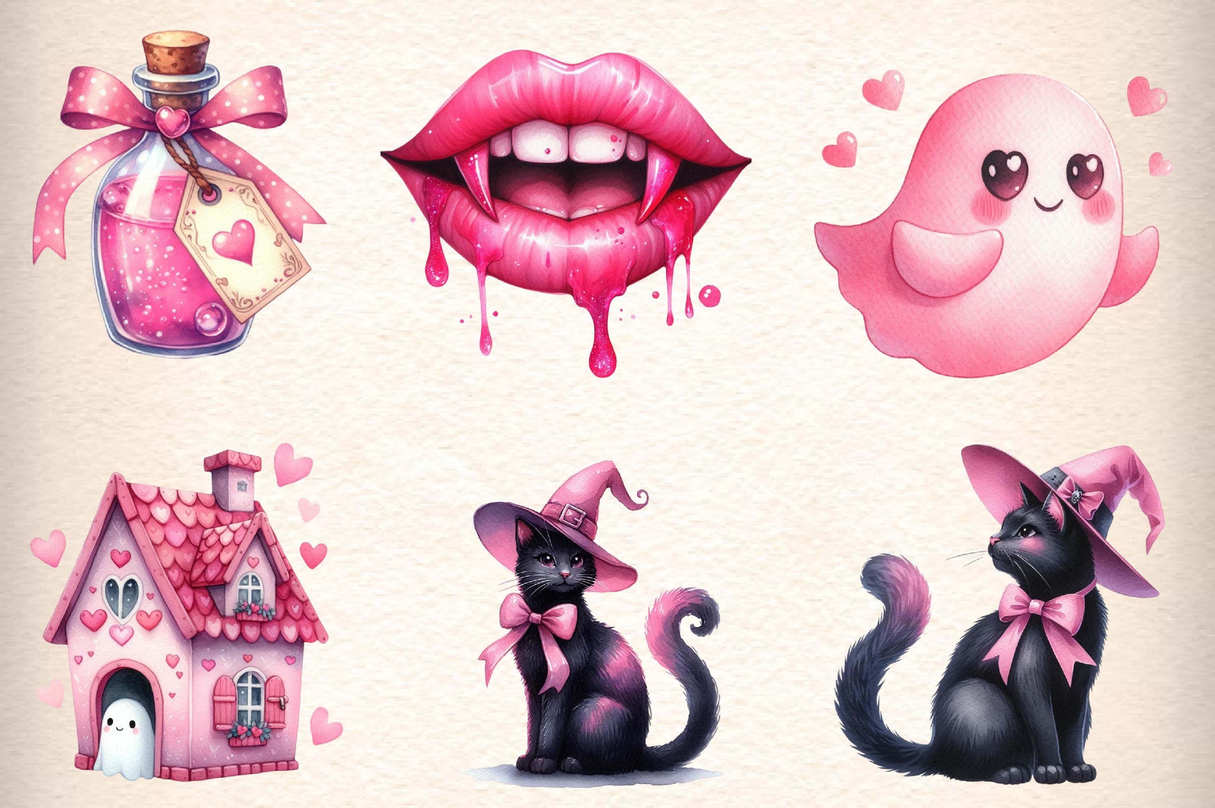 Pink Halloween Pumpkin Clipart Bundle