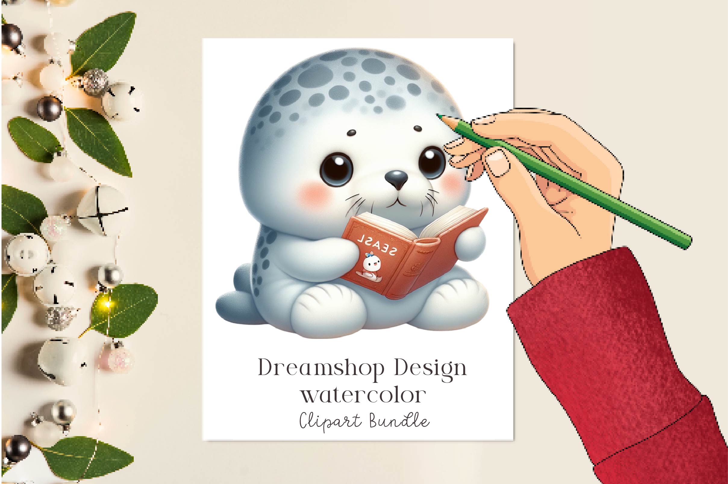 Cute Spring Seals Clipart Bundle
