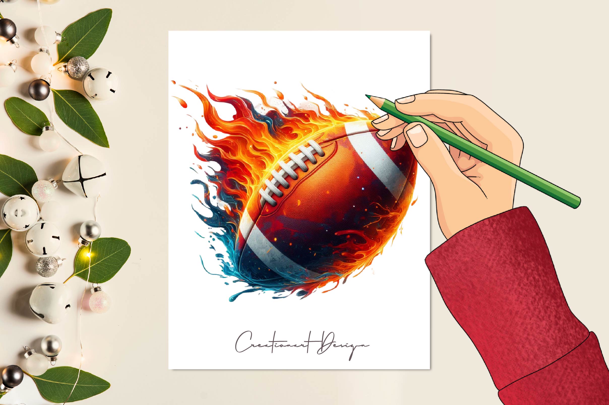 Flaming Soccer Ball Clipart Bundle