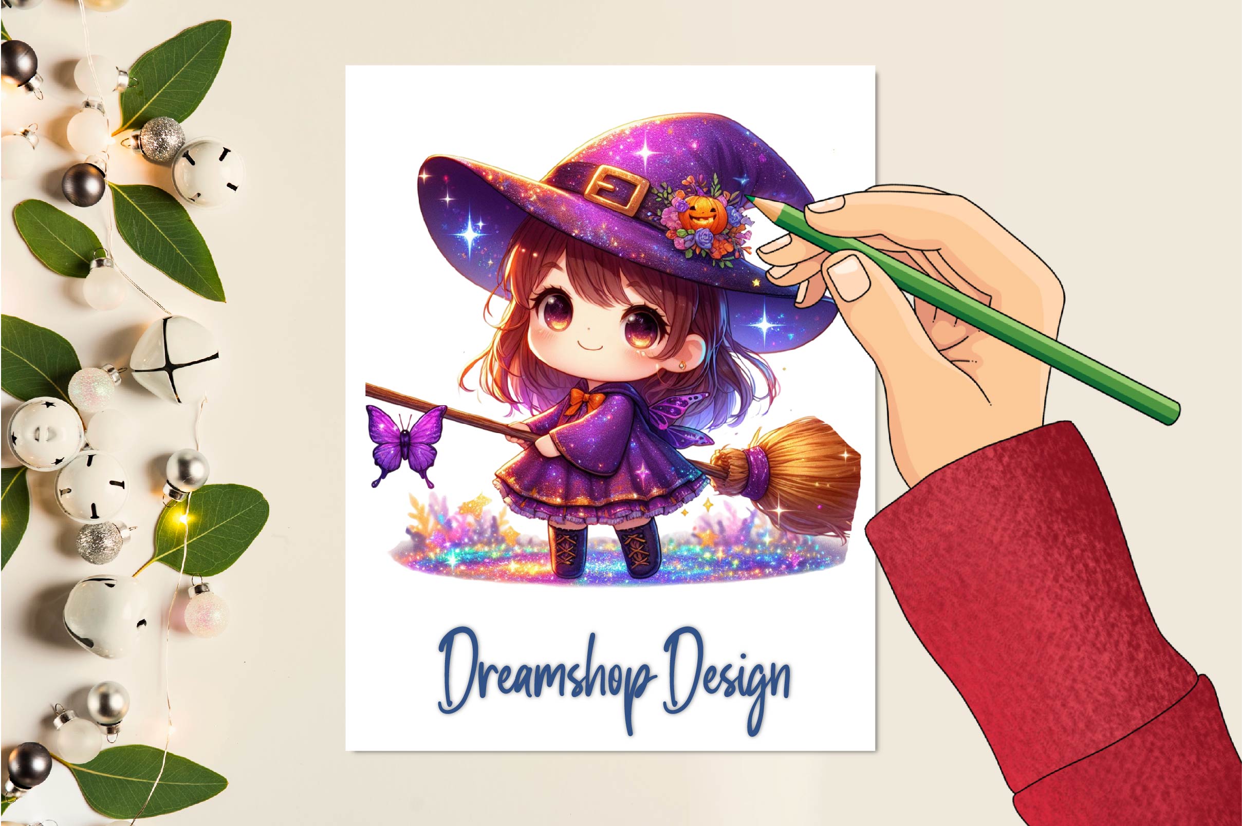 Cute Kawaii Chibi Witch Clipart Bundle