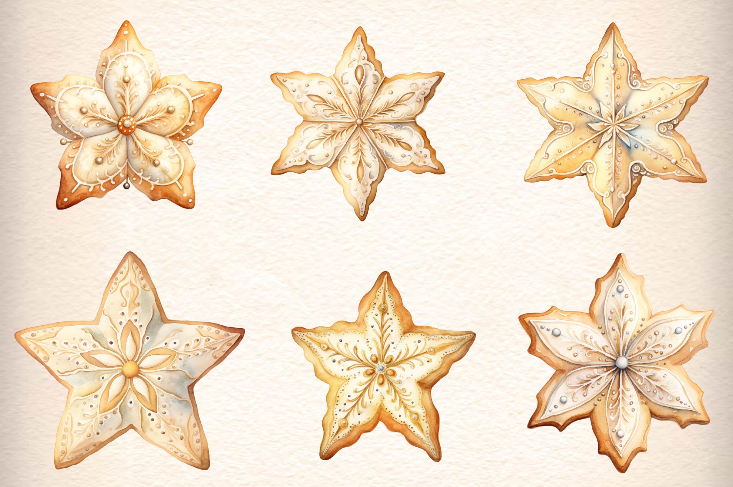 Christmas Cookie Star Clipart Bundle