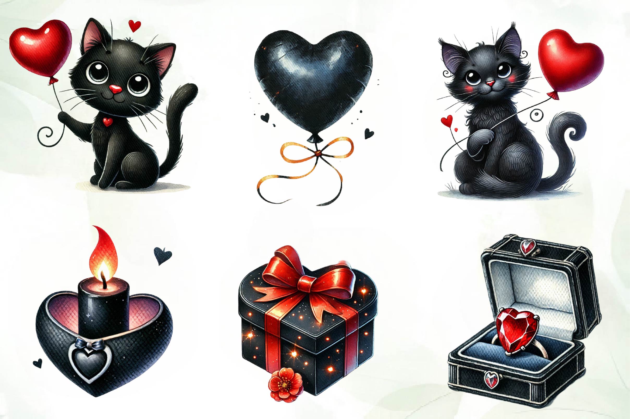 Black Valentine Clipart Bundle
