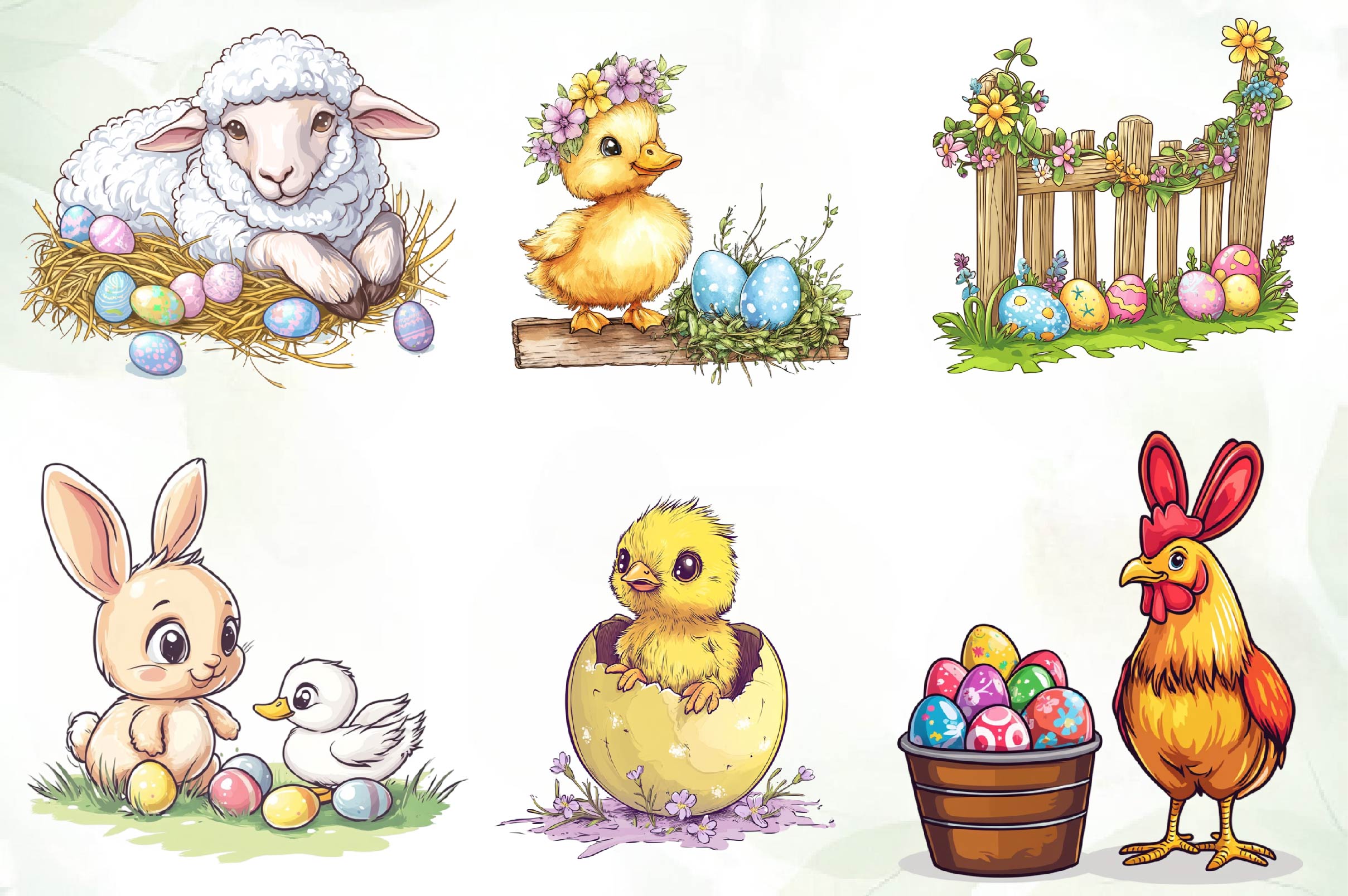 Cute Easter Farm Clipart Bundle