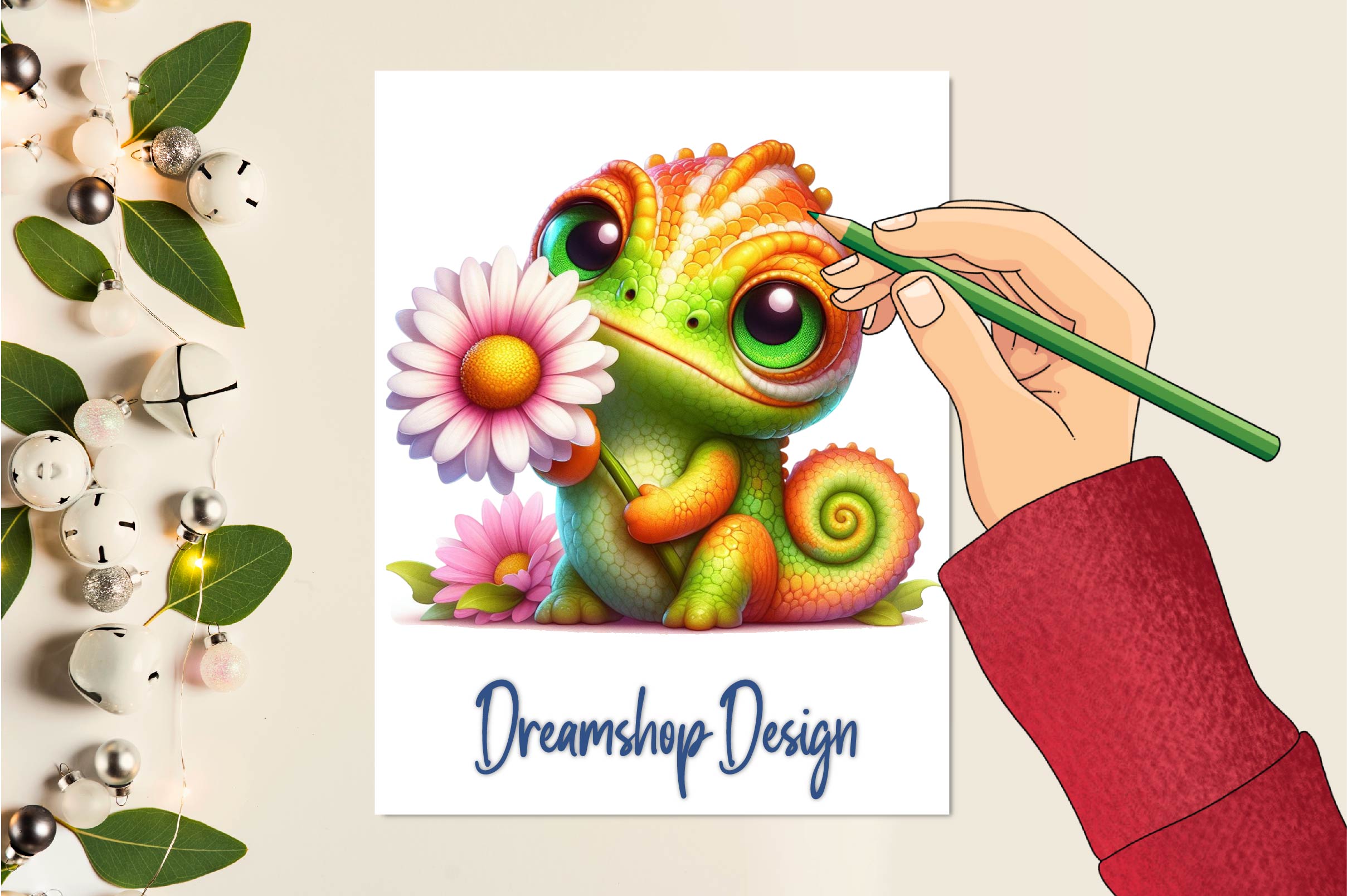 Cute Chameleon Clipart Bundle