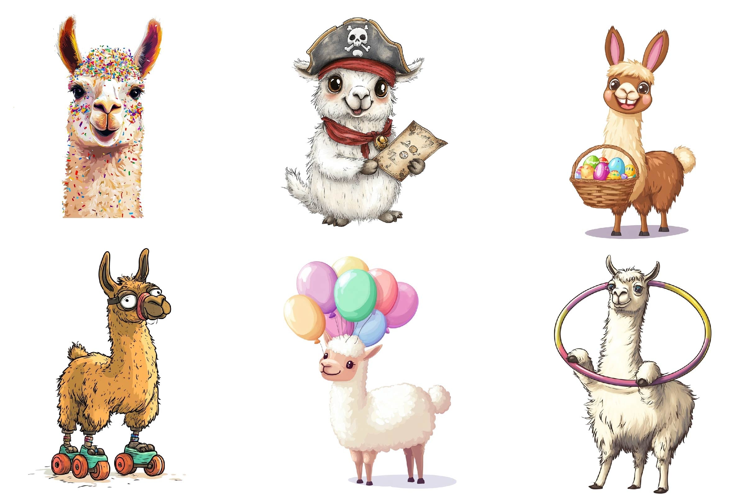 Quirky Funny Llama Clipart Bundle