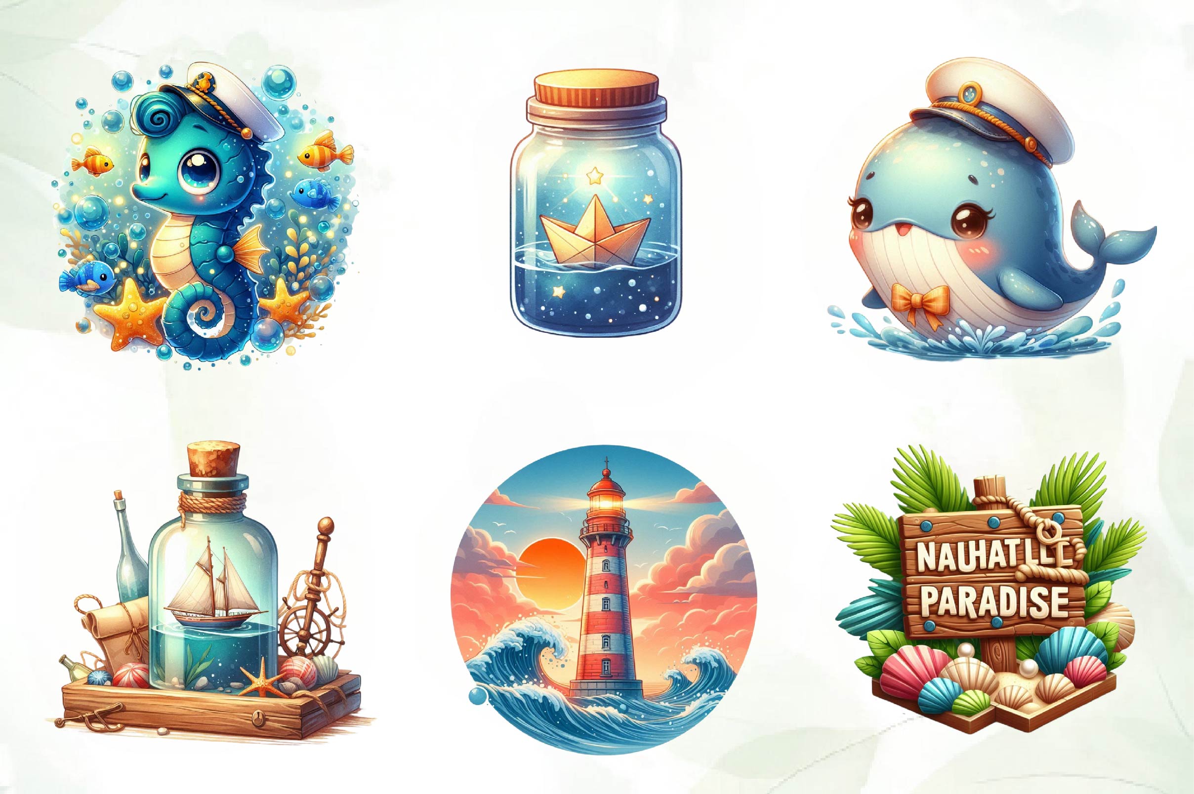 Summer Nautical Collection Clipart Bundle