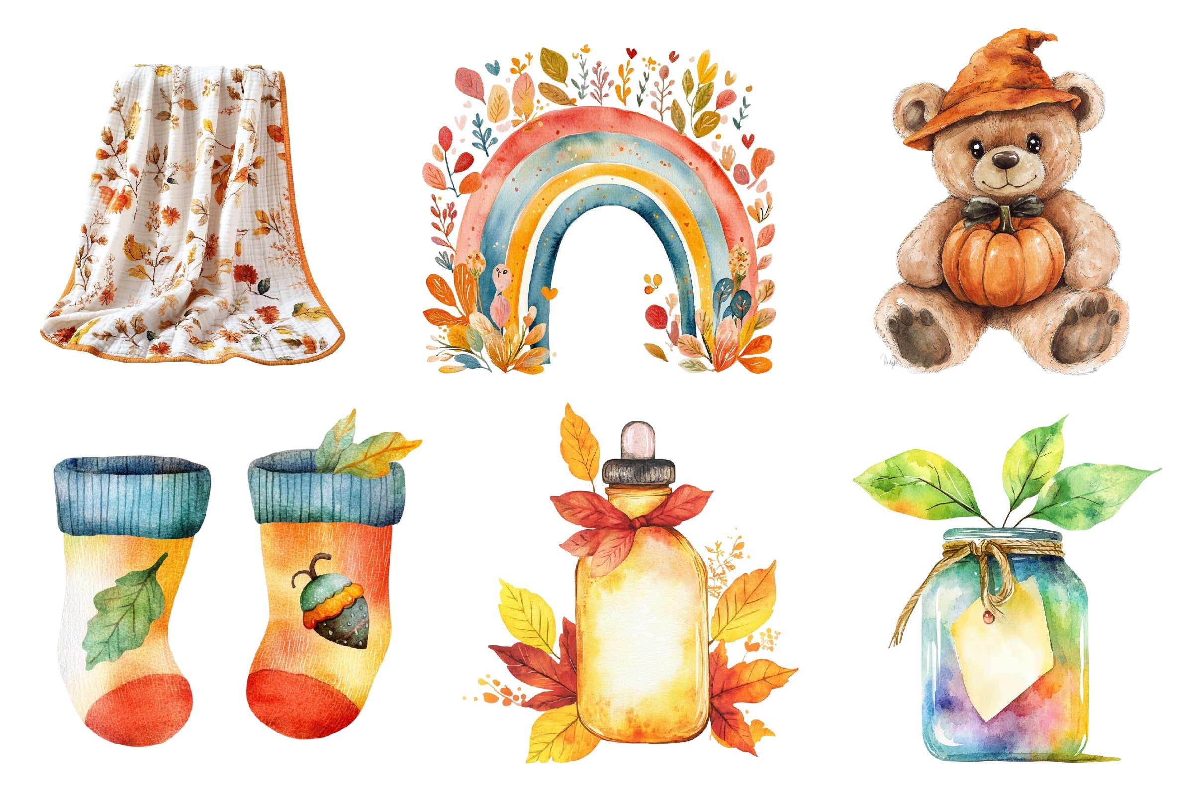 Autumn Baby Shower Clipart Bundle