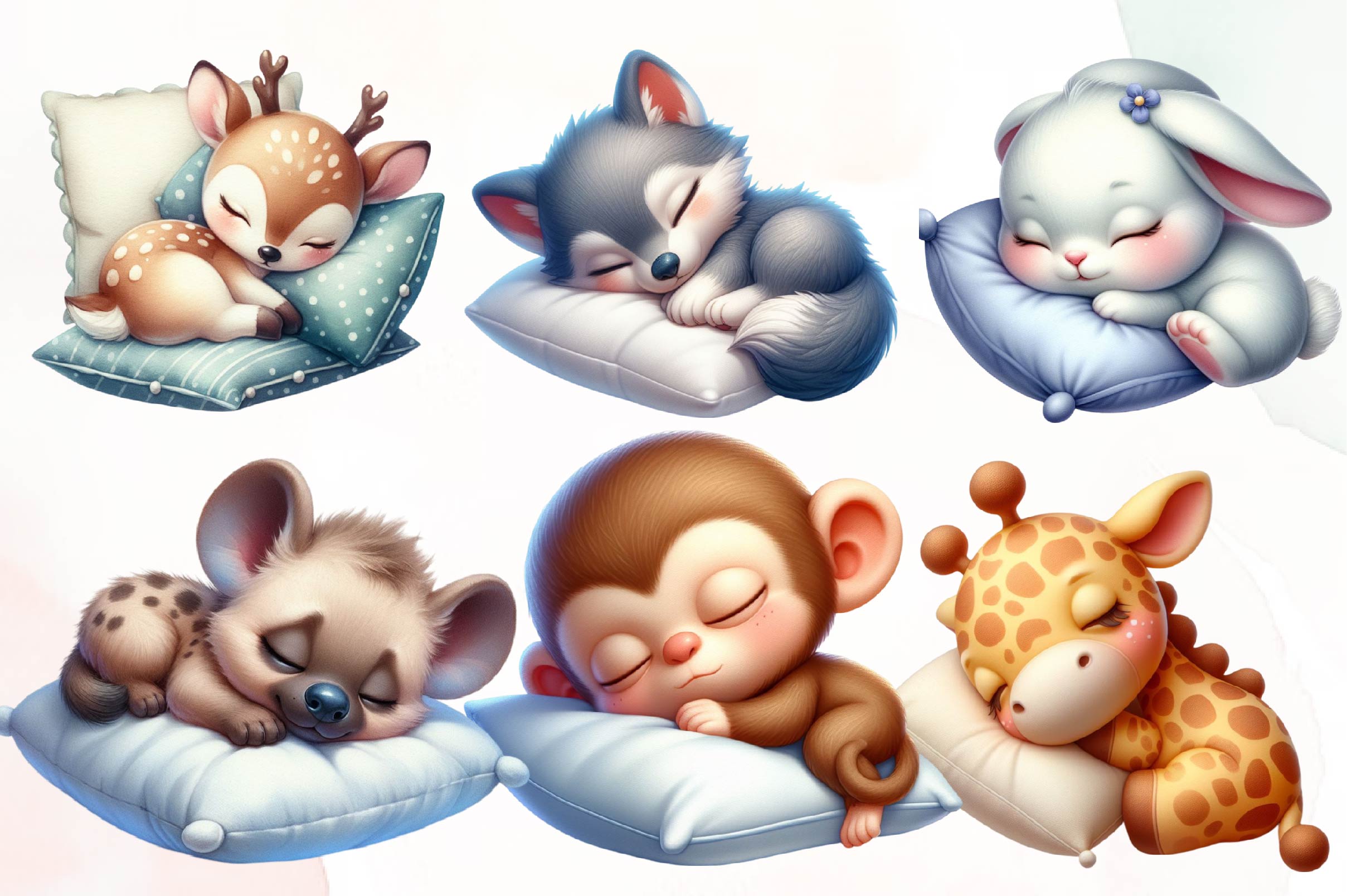 Cute Sleeping Animals Clipart Bundle