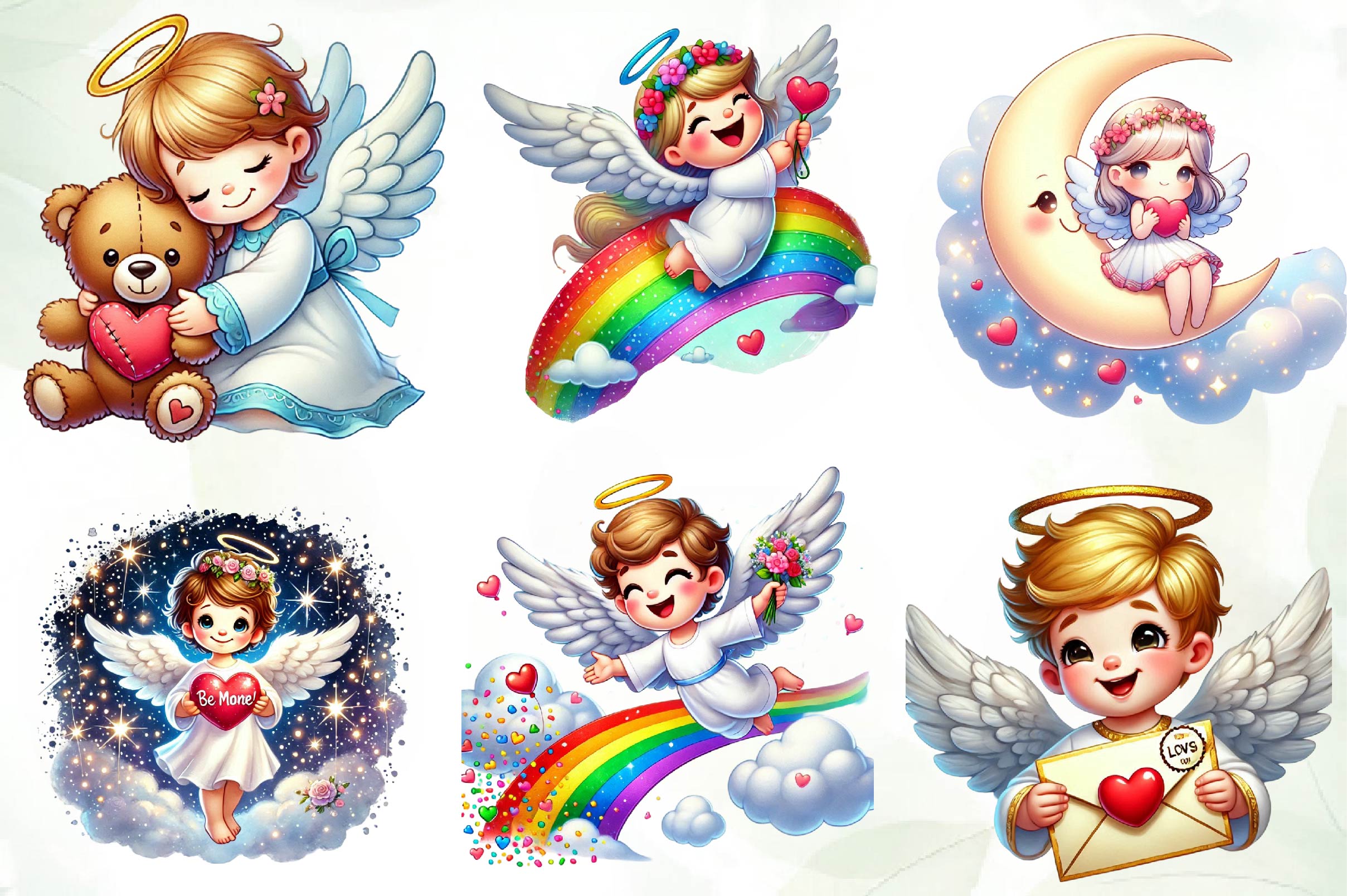 Valentines Angel Clipart Bundle