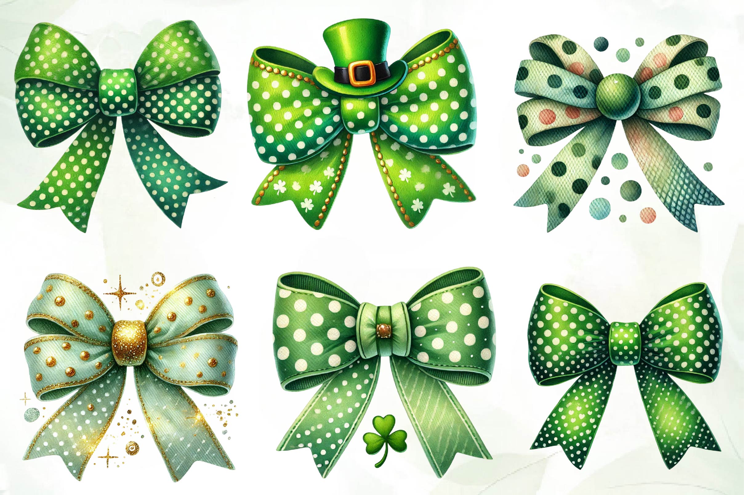 St Patricks Day Bow Clipart Bundle