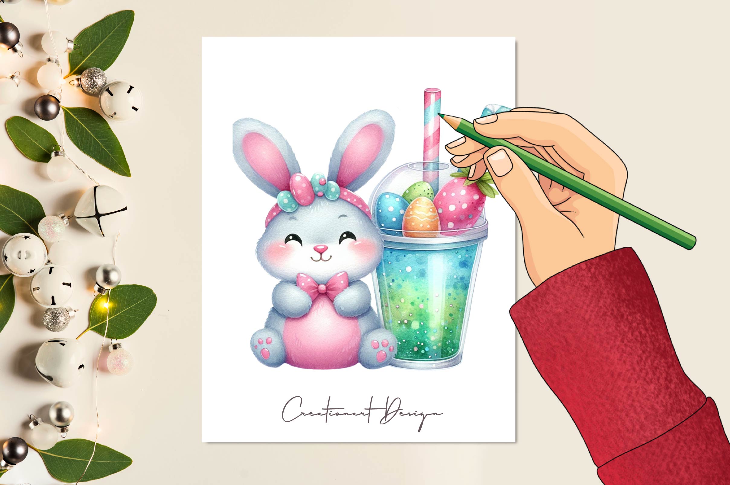 Cute Easter Drinks Clipart Bundle