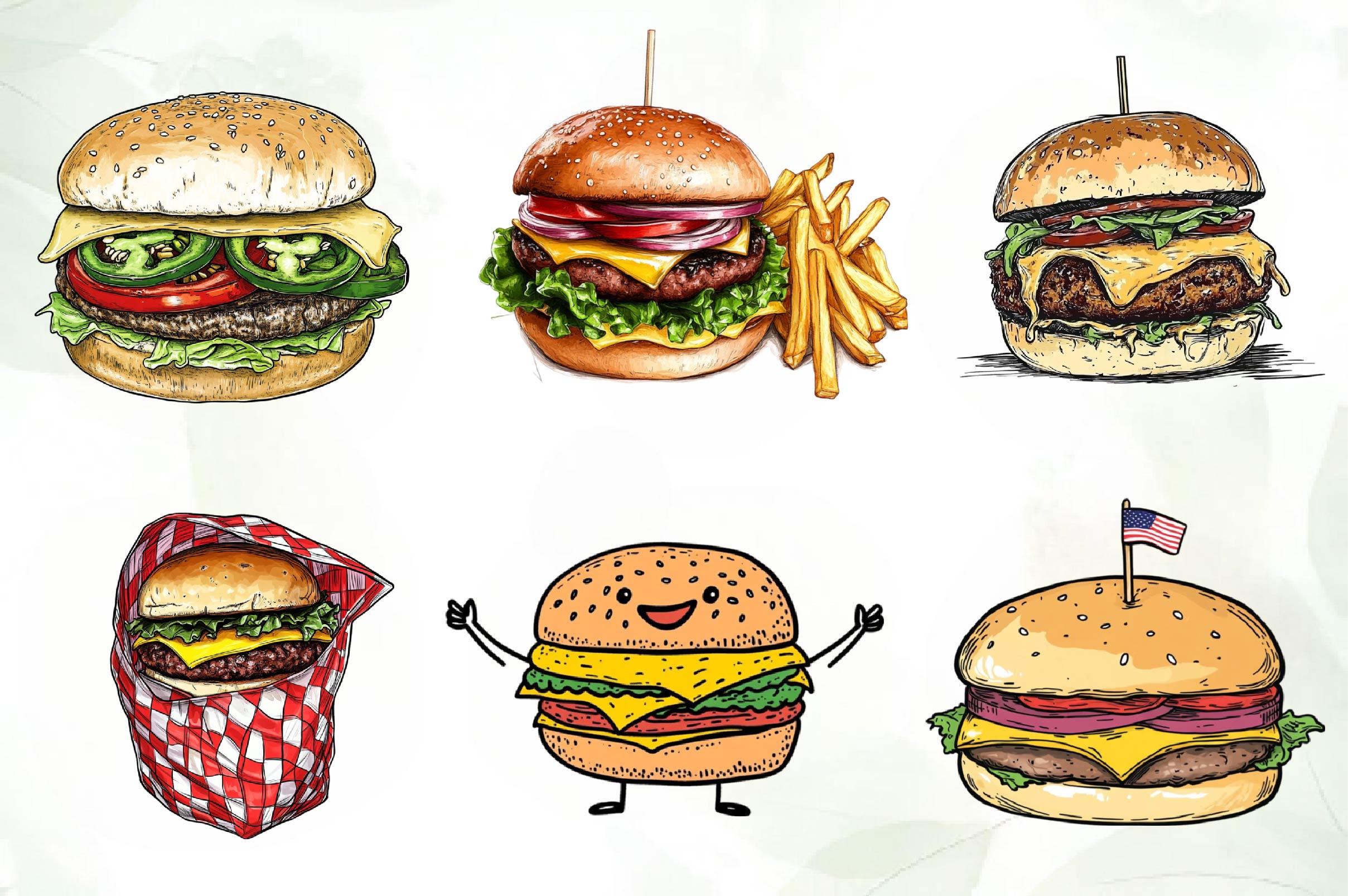 Cheeseburger Clipart Bundle