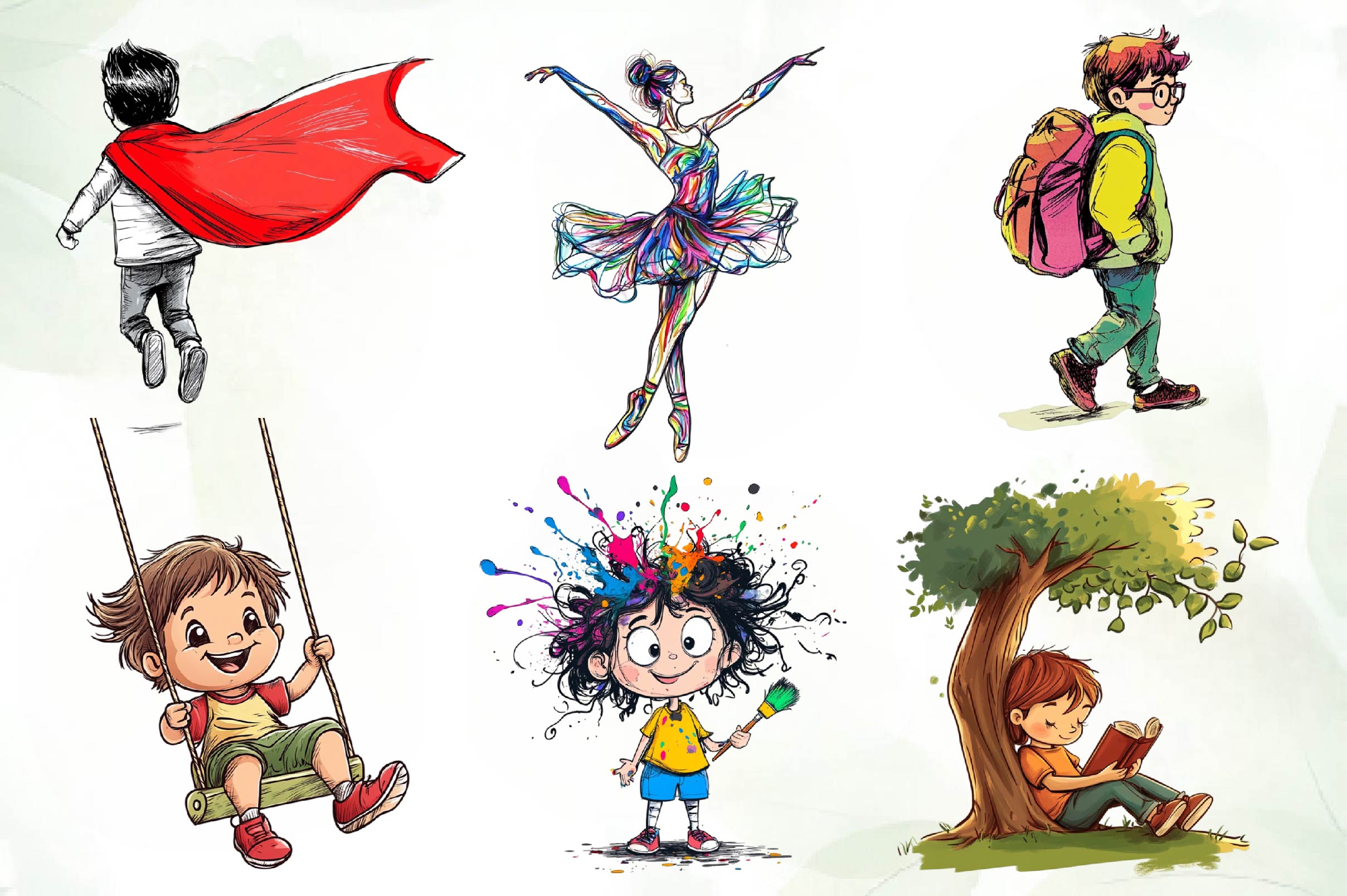 Hand Drawn Children Clipart Bundle 1