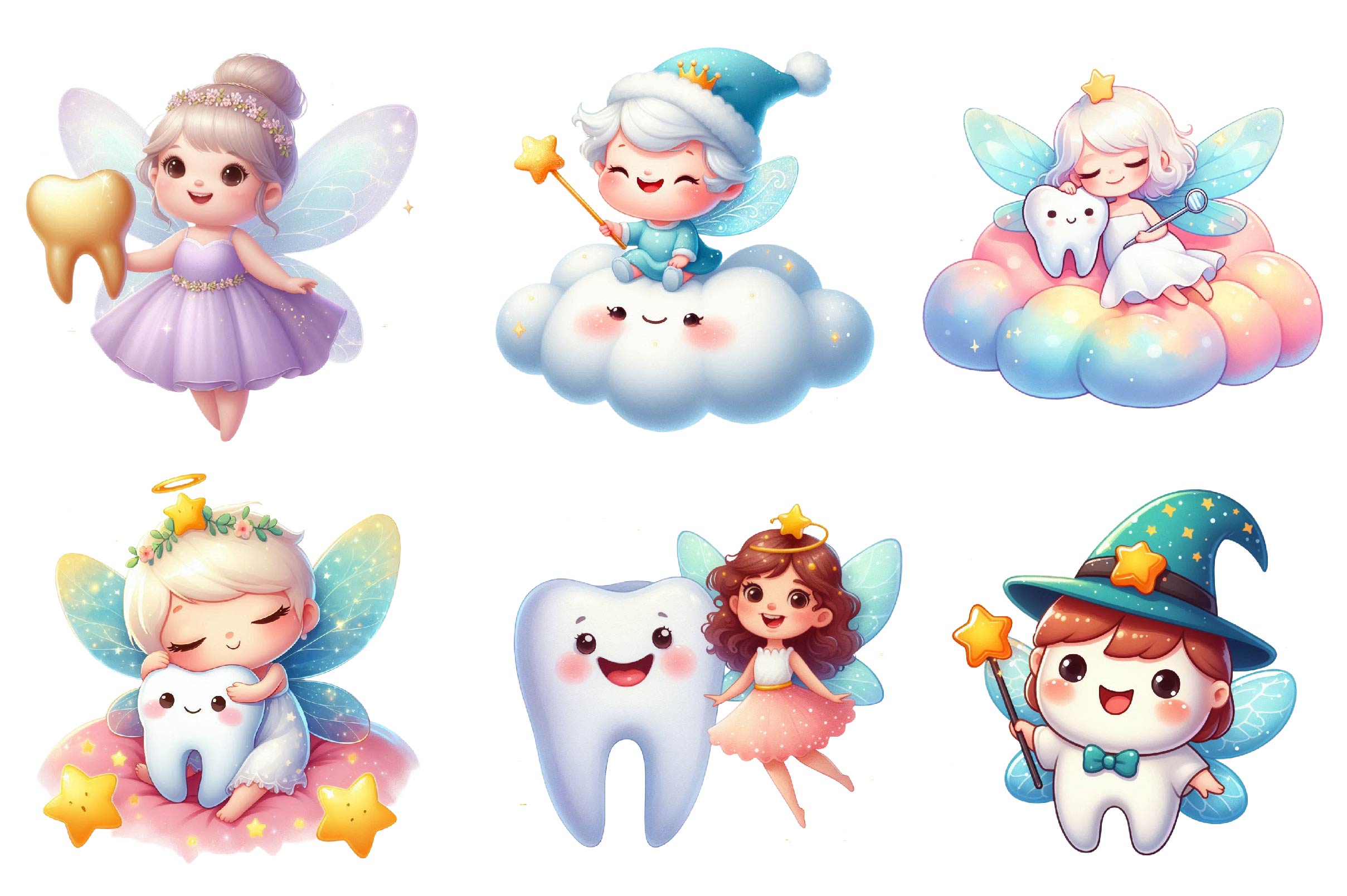 Mascot Cute Tooth Fairy Clipart Bundle 1
