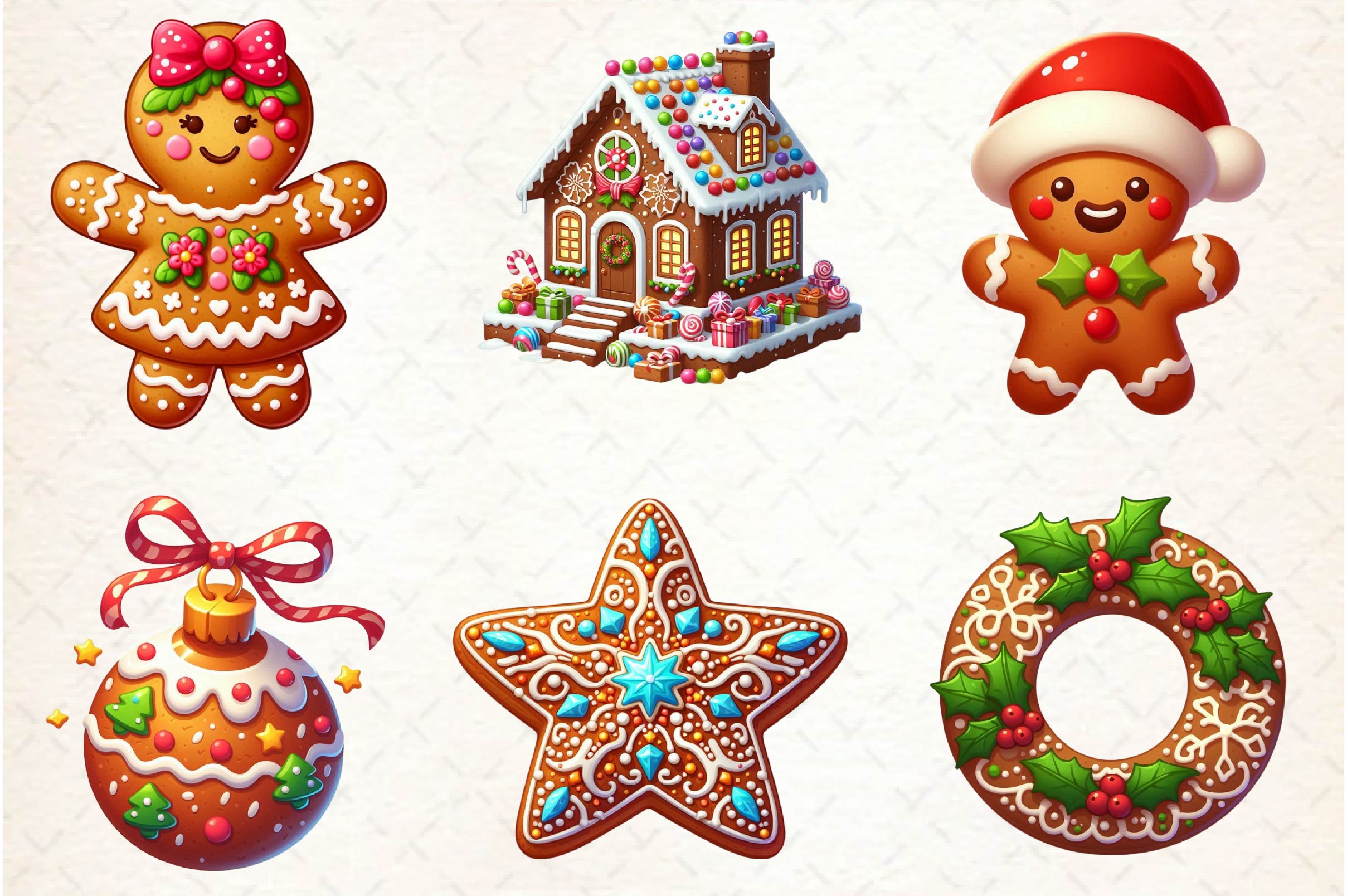 Gingerbread Cookie Christmas Clipart Bundle