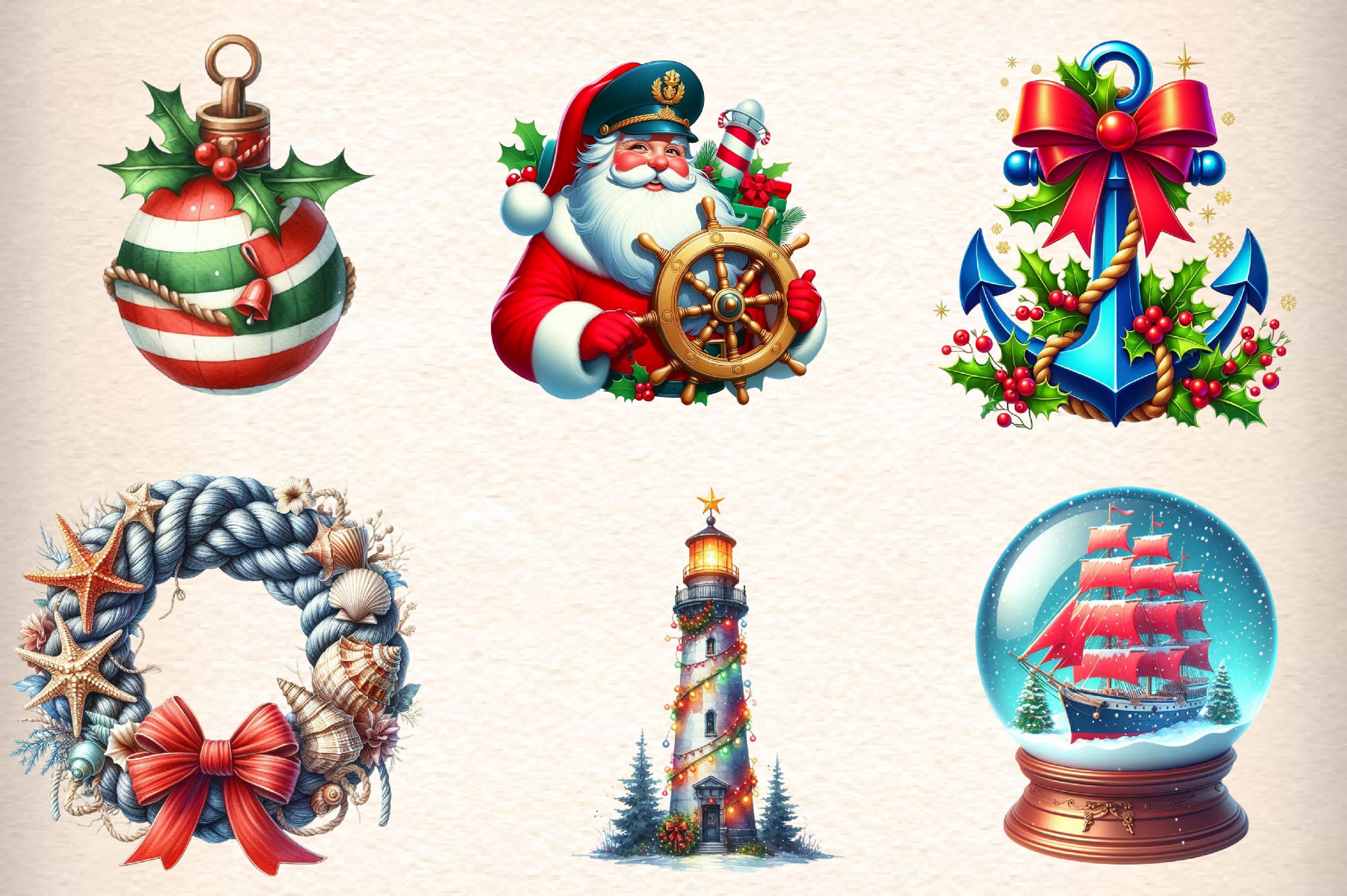 Nautical Christmas Clipart Bundle