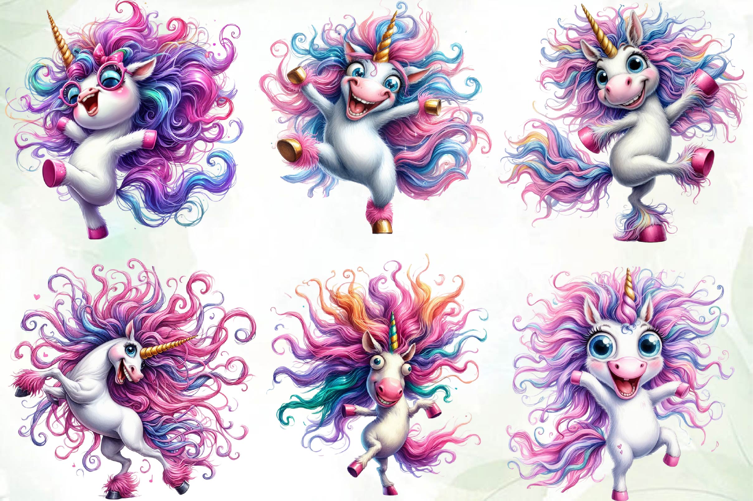 Funny Unicorn Clipart Bundle
