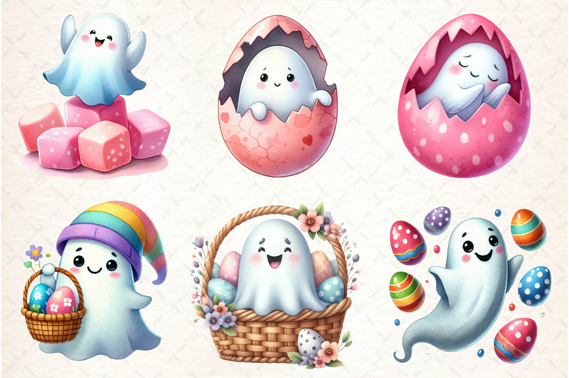 Cute Easter Ghost Clipart Bundle