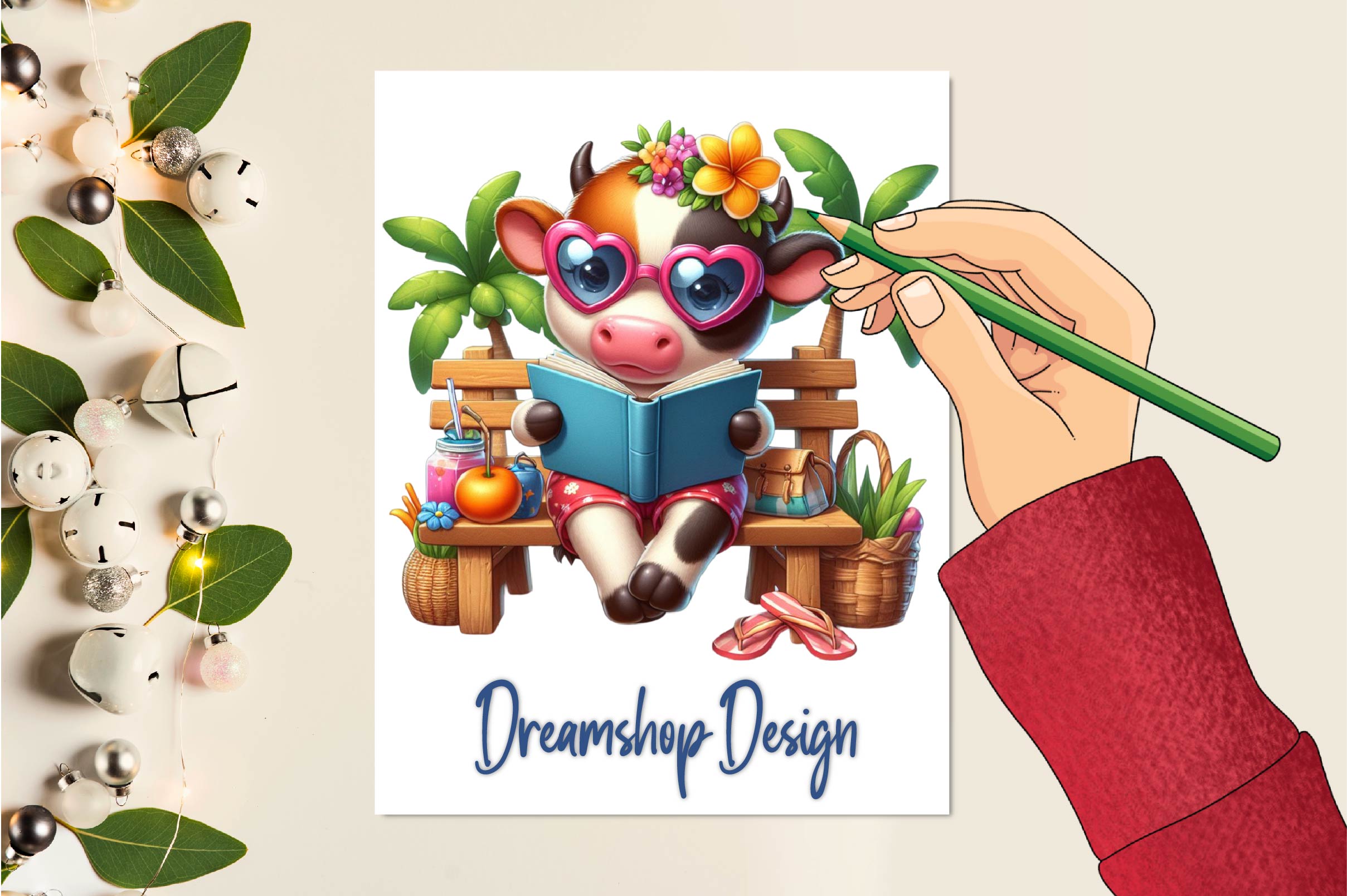 Hawaiian Funny Cows Clipart Bundle