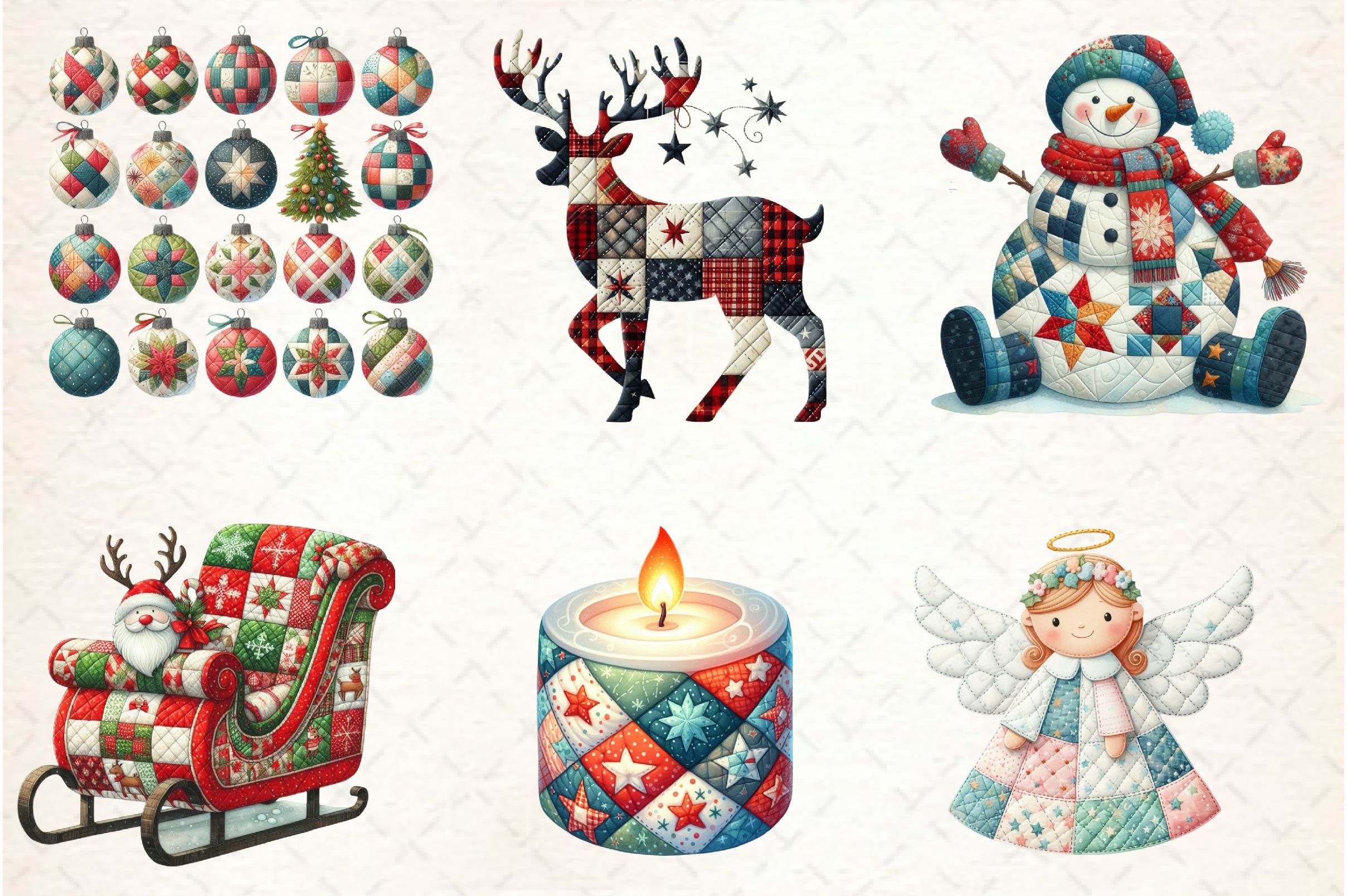 Quilted Christmas Clipart Bundle