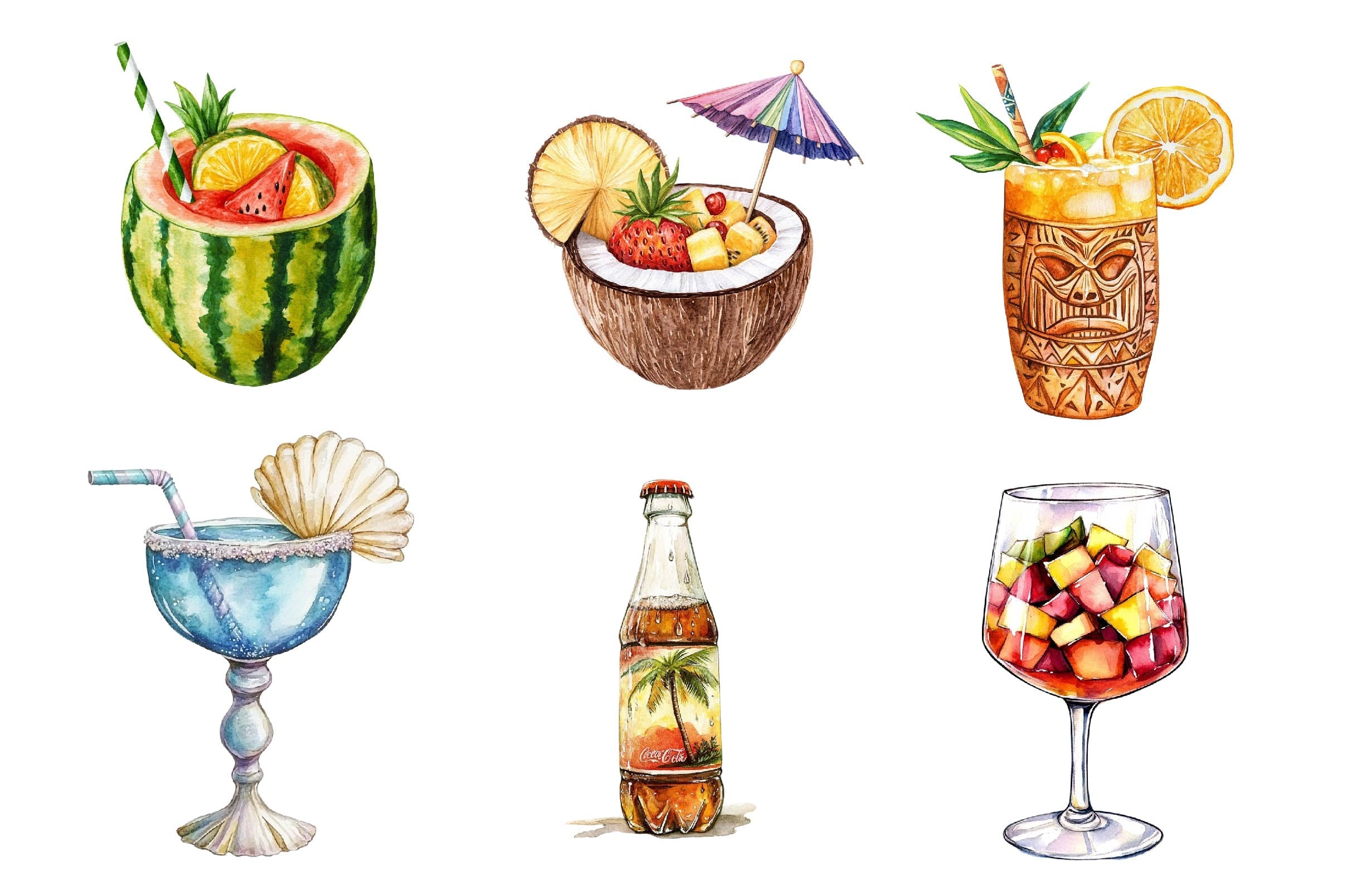 Summer Tropical Cup Clipart Bundle 1
