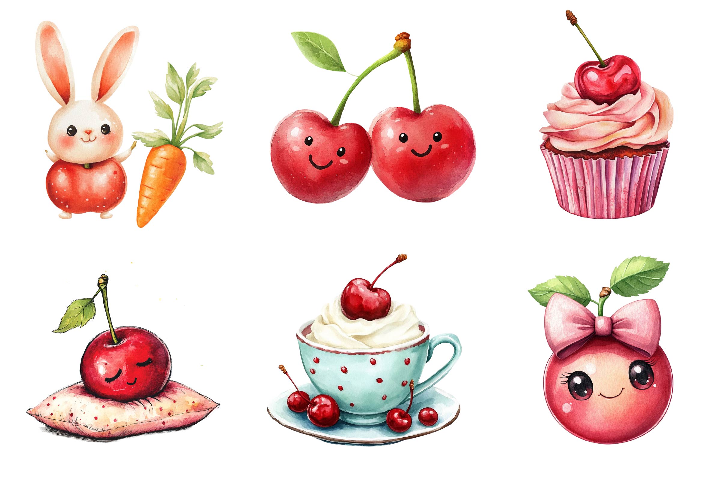Cherry Cute Clipart Bundle