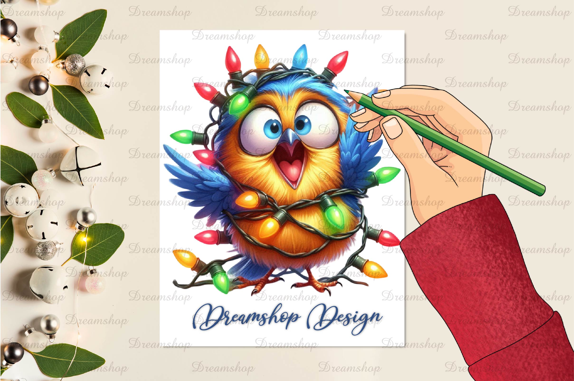 Funny Christmas Bird Clipart Bundle